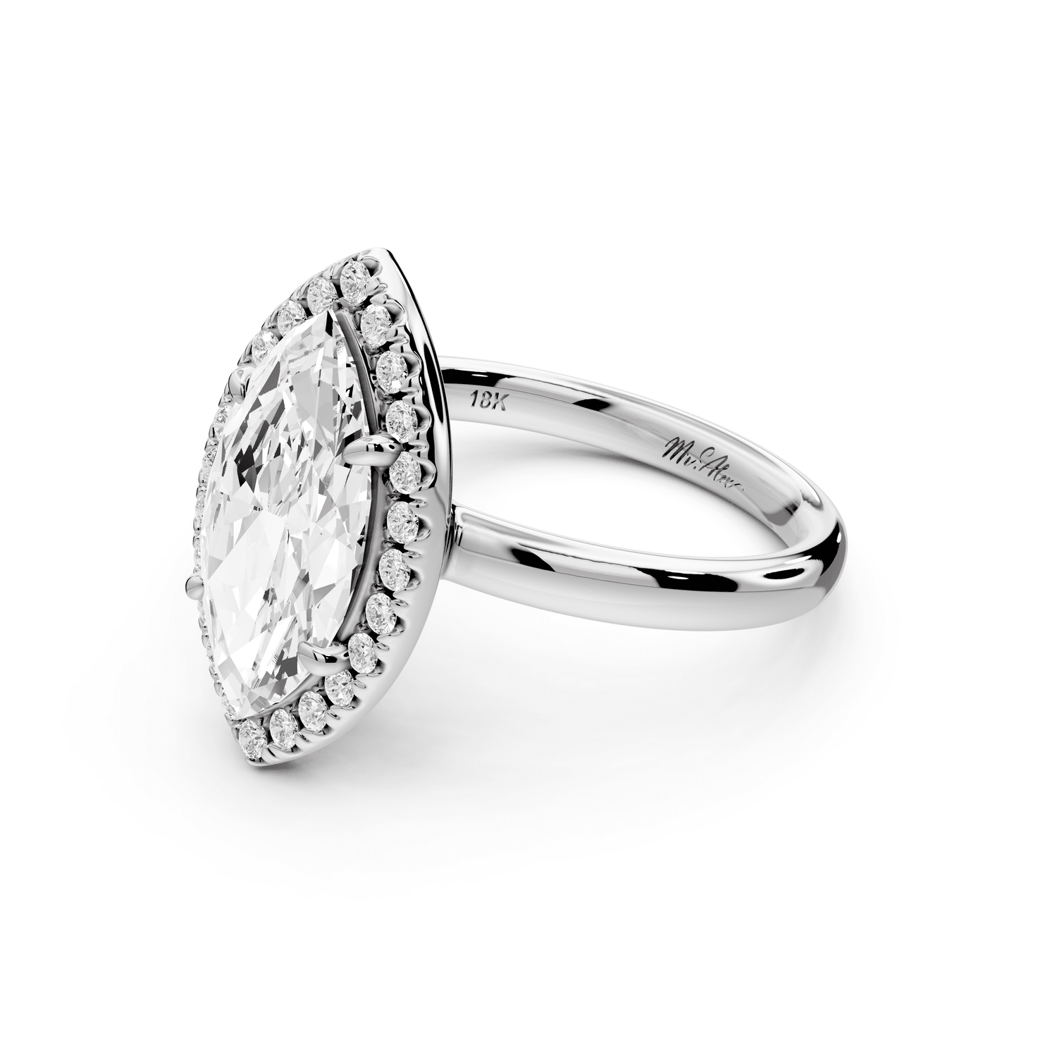 Eliana - 2ct 14k white gold marquise diamond with halo engagement ring - Mr. Alex Jewelry