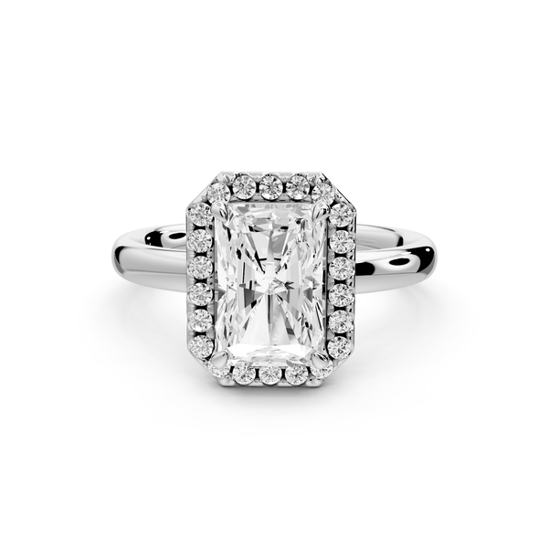 Eliana - 2ct 14k white gold radiant diamond with halo engagement ring - Mr. Alex Jewelry