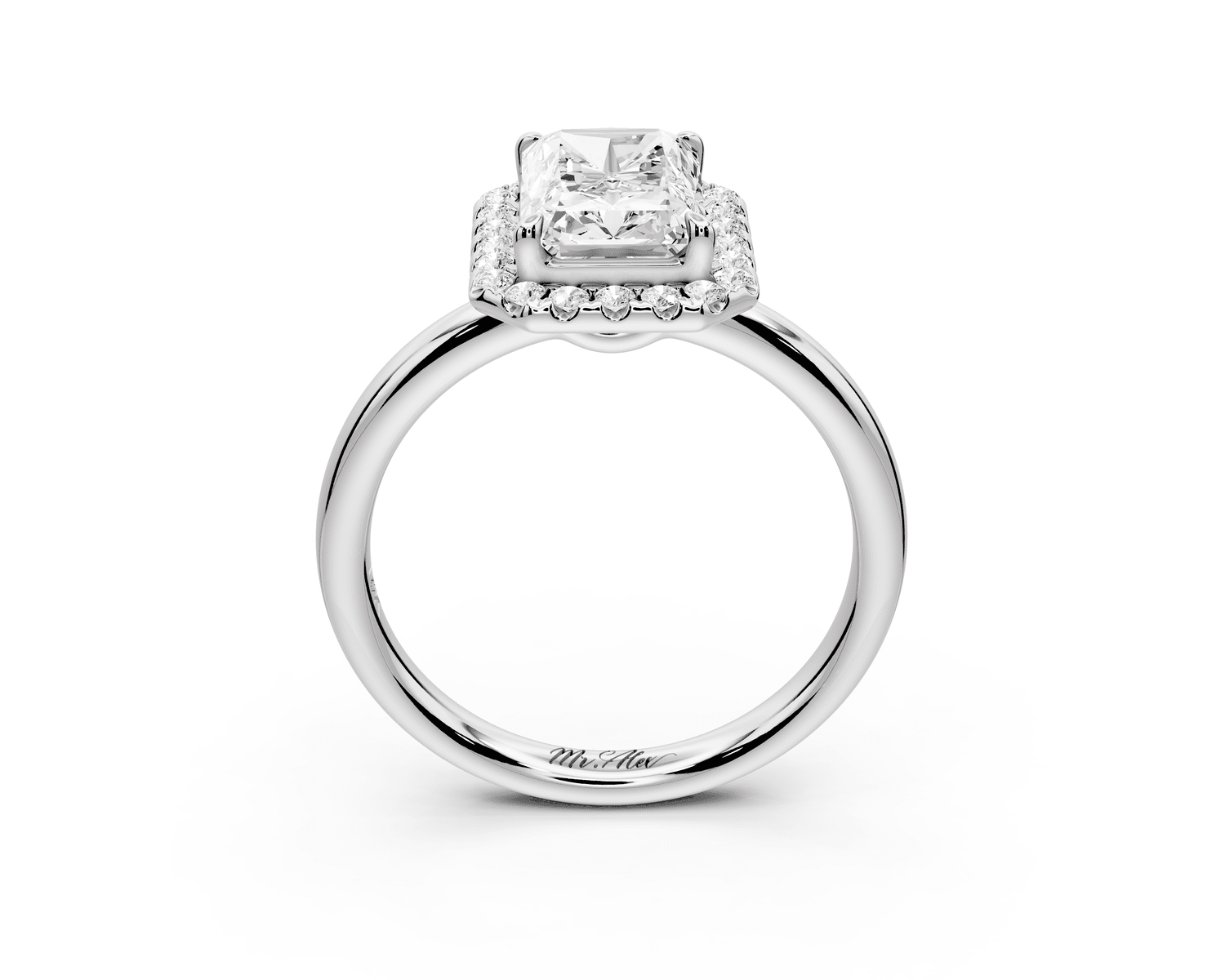 Eliana - 2ct 14k white gold radiant diamond with halo engagement ring - Mr. Alex Jewelry