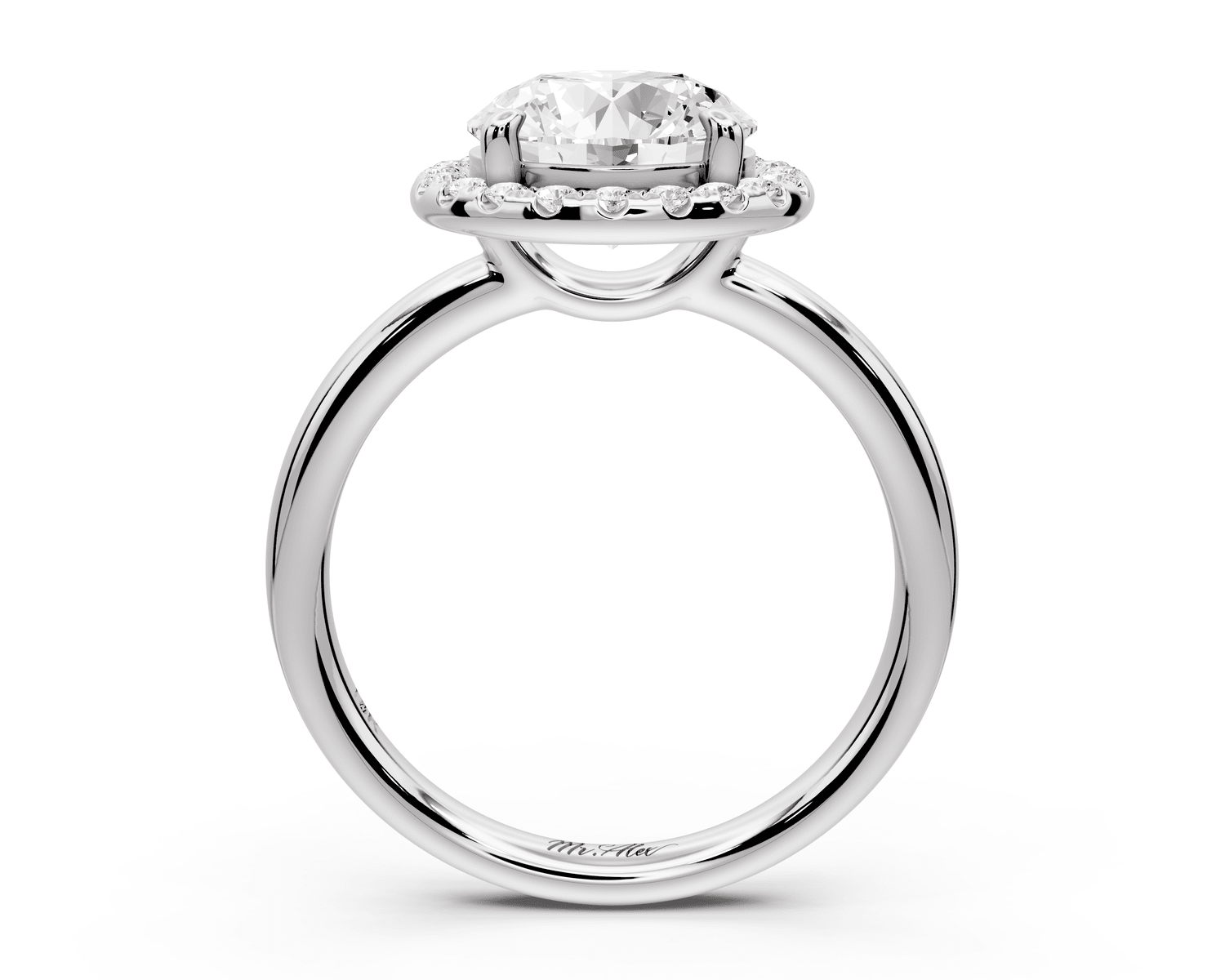 Eliana - 2ct 14k white gold round diamond with halo engagmennt ring - Mr. Alex Jewelry