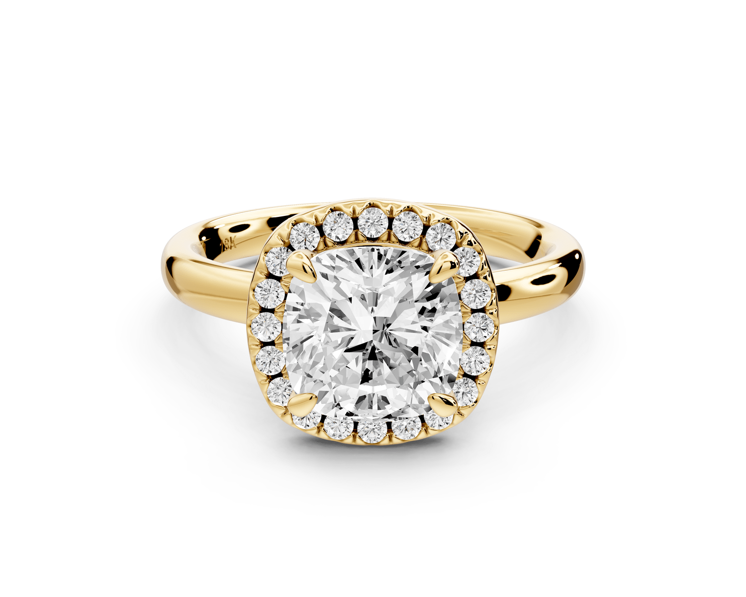 Eliana - 2ct 14k yellow gold cushion diamond with halo engagement ring - Mr. Alex Jewelry