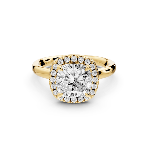 Eliana - 2ct 14k yellow gold cushion diamond with halo engagement ring - Mr. Alex Jewelry