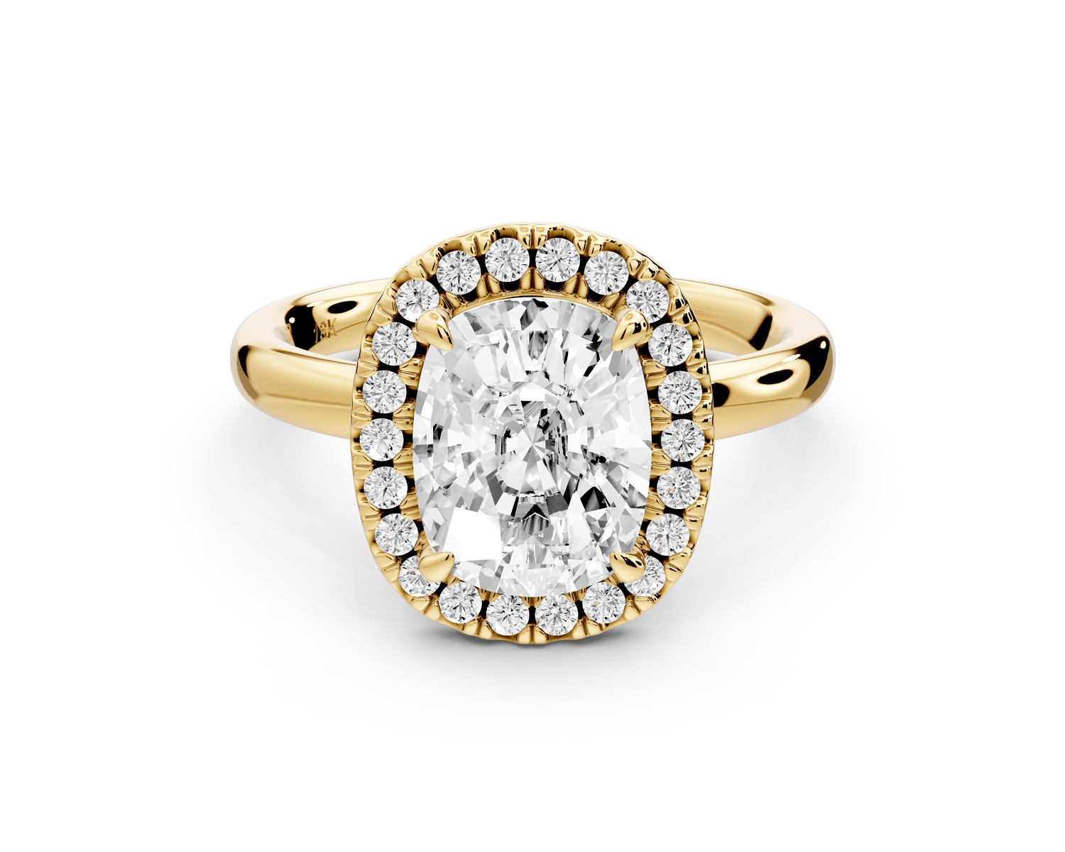 Eliana - 2ct 14k yellow gold ecushion diamond with halo engagement ring - Mr. Alex Jewelry