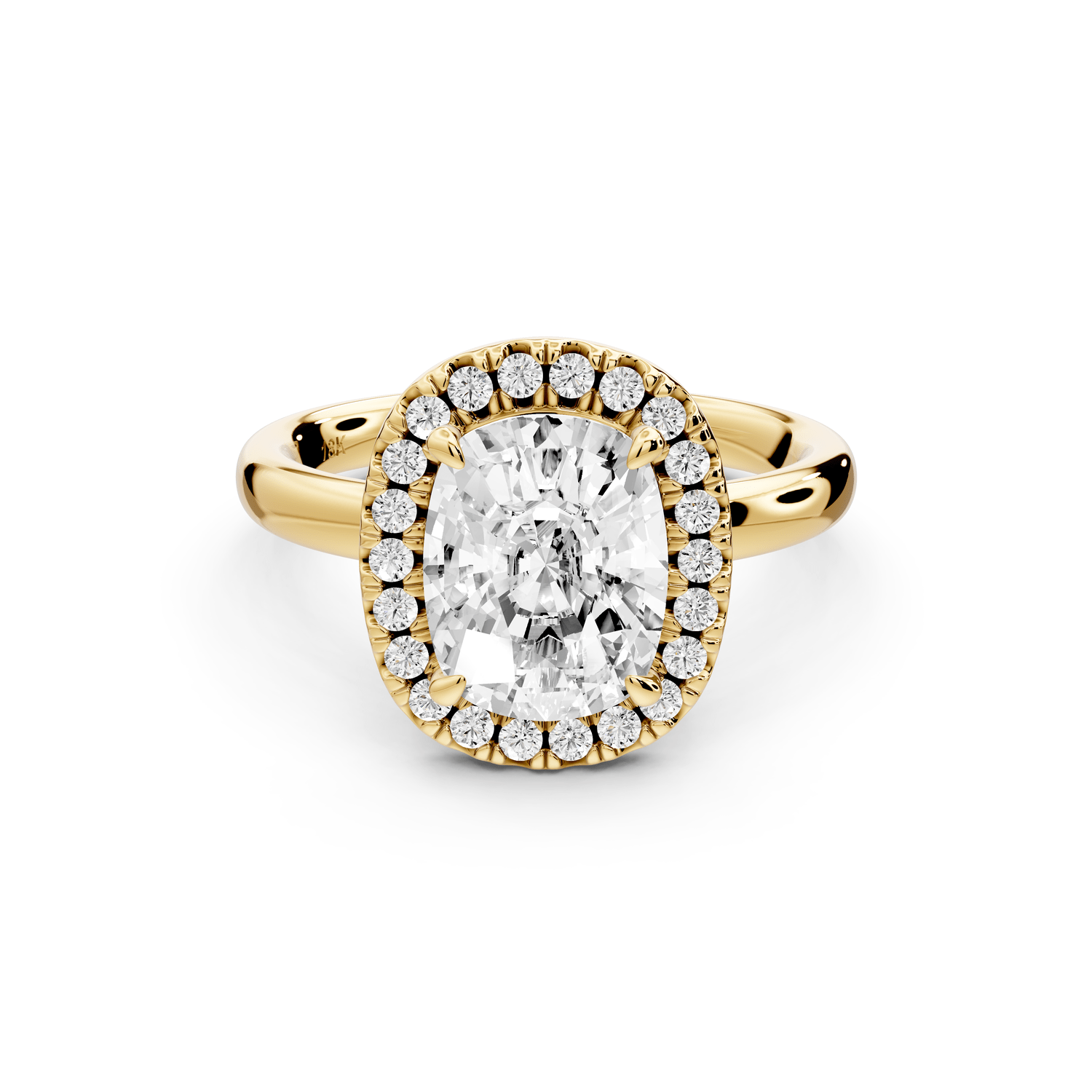 Eliana - 2ct 14k yellow gold ecushion diamond with halo engagement ring - Mr. Alex Jewelry