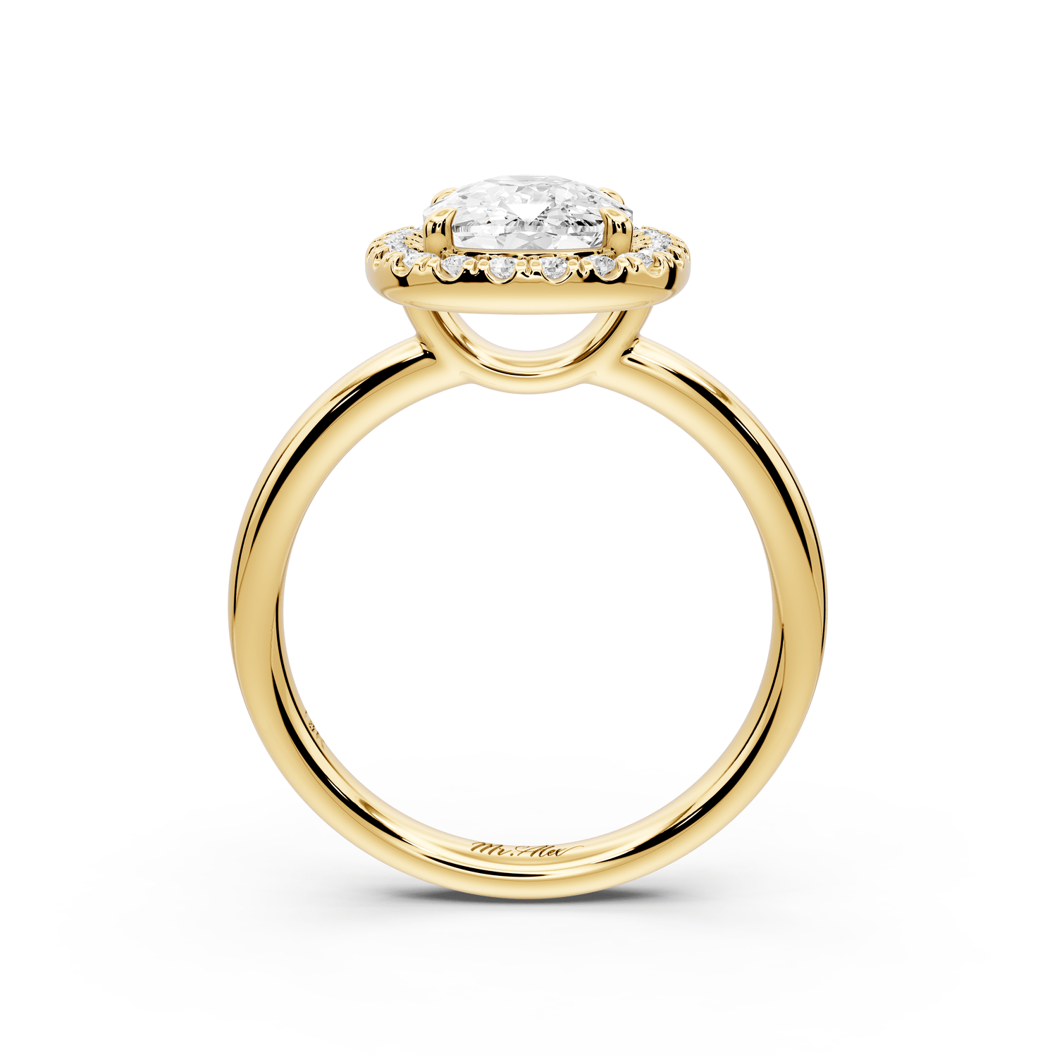 Eliana - 2ct 14k yellow gold ecushion diamond with halo engagement ring - Mr. Alex Jewelry