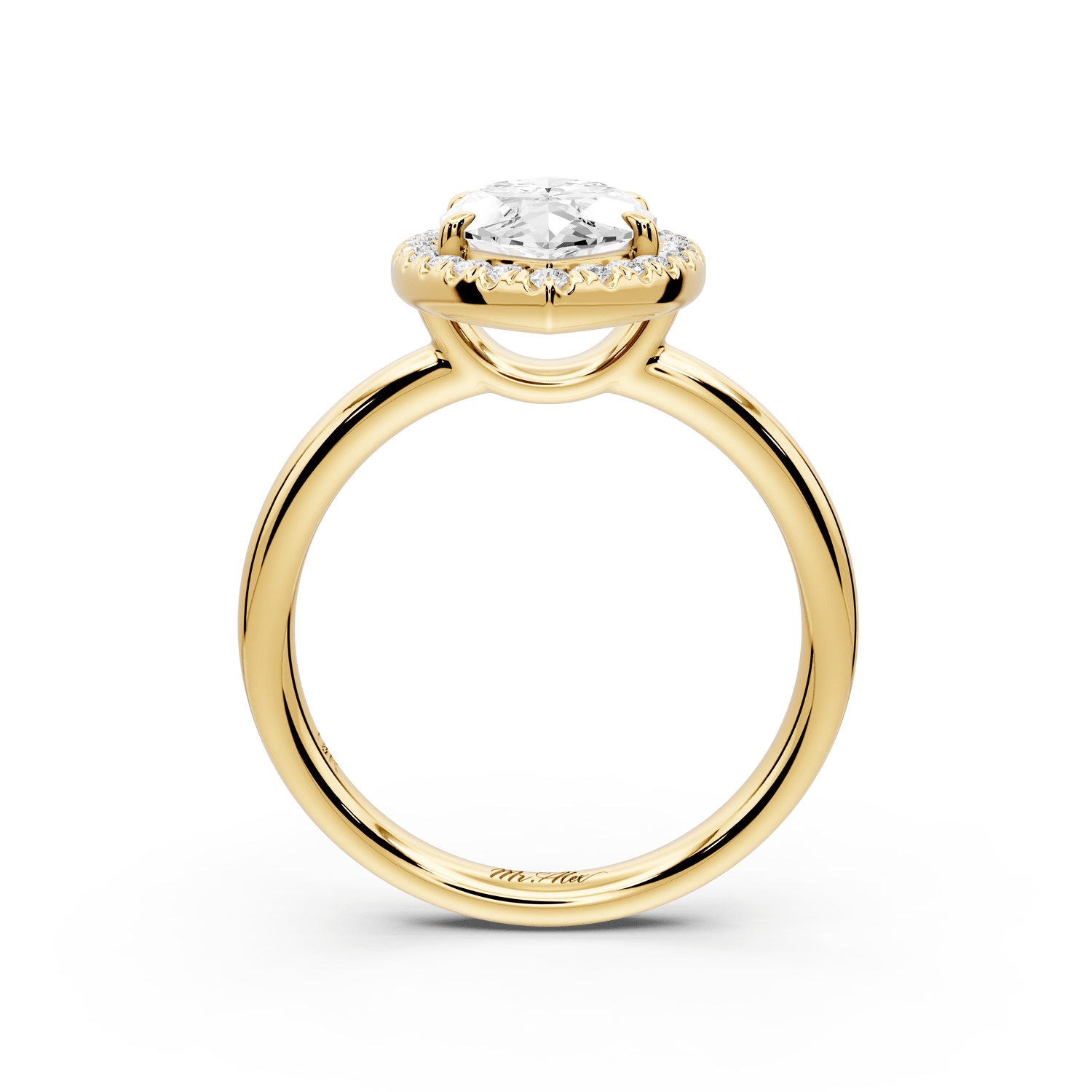 Eliana - 2ct 14k yellow gold marquise diamond with halo engagement ring - Mr. Alex Jewelry