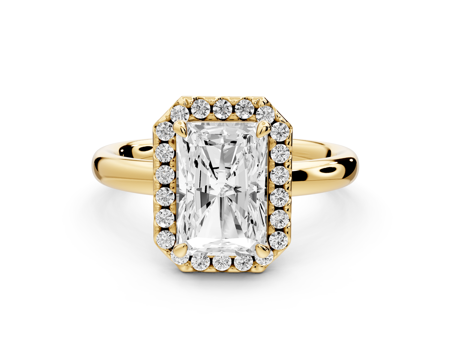 Eliana - 2ct 14k yellow gold radiant diamond with halo engagement ring - Mr. Alex Jewelry