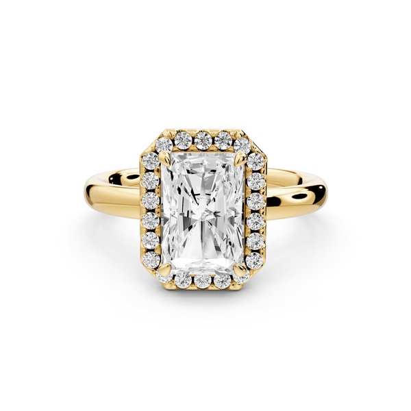 Eliana - 2ct 14k yellow gold radiant diamond with halo engagement ring - Mr. Alex Jewelry