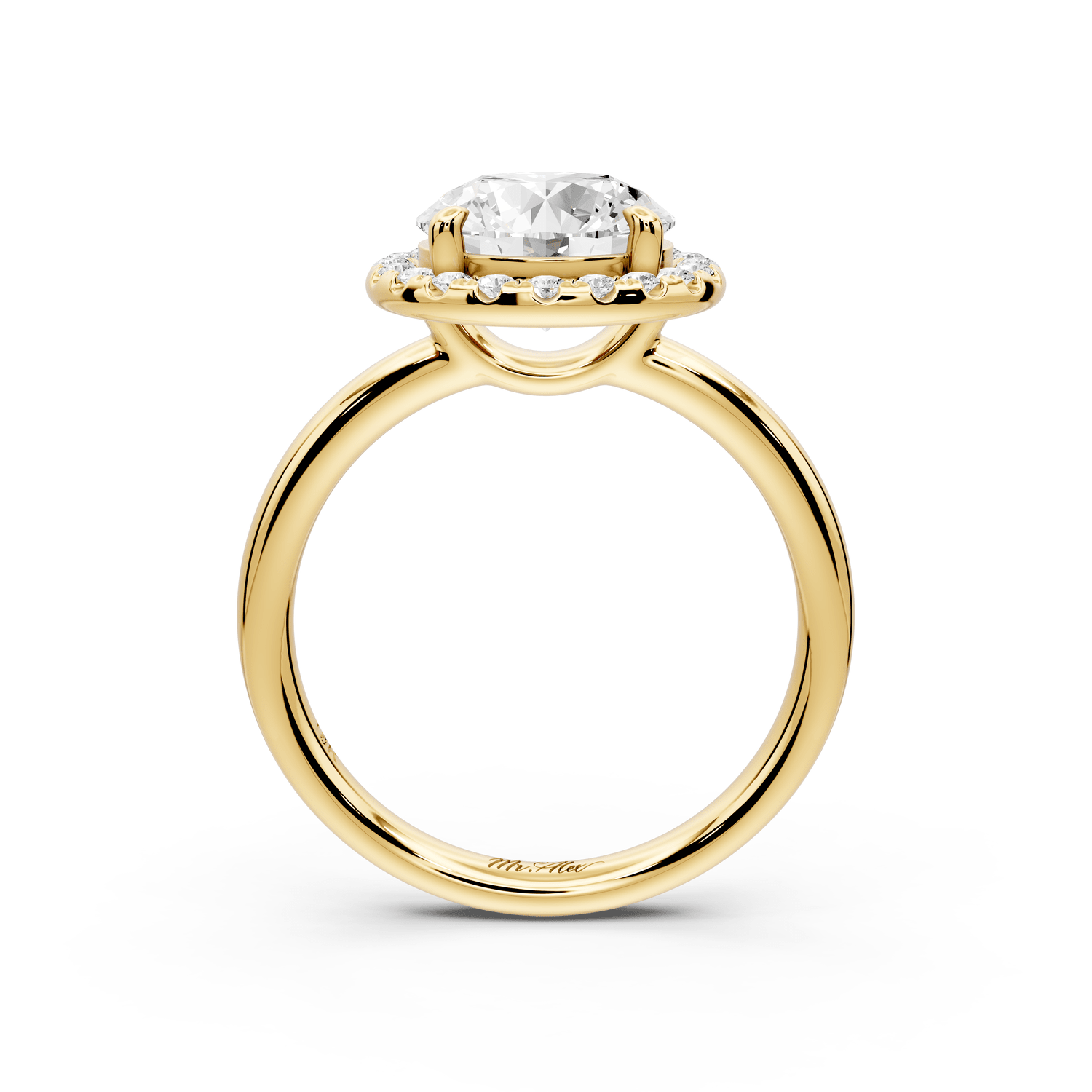 Eliana - 2ct 14k yellow gold round diamond with halo engagmennt ring - Mr. Alex Jewelry