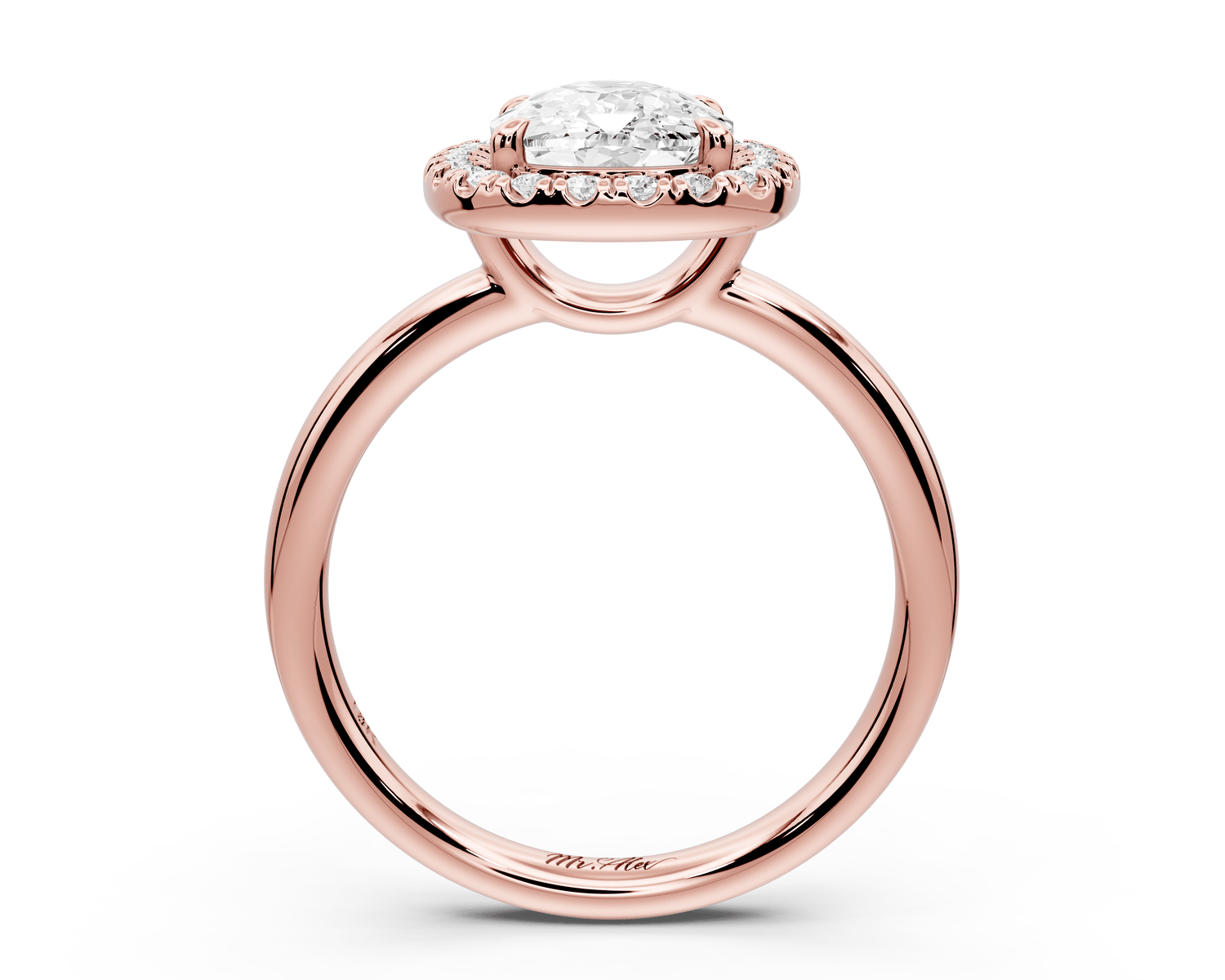 Eliana - 2ct 18k rose gold ecushion diamond with halo engagement ring - Mr. Alex Jewelry