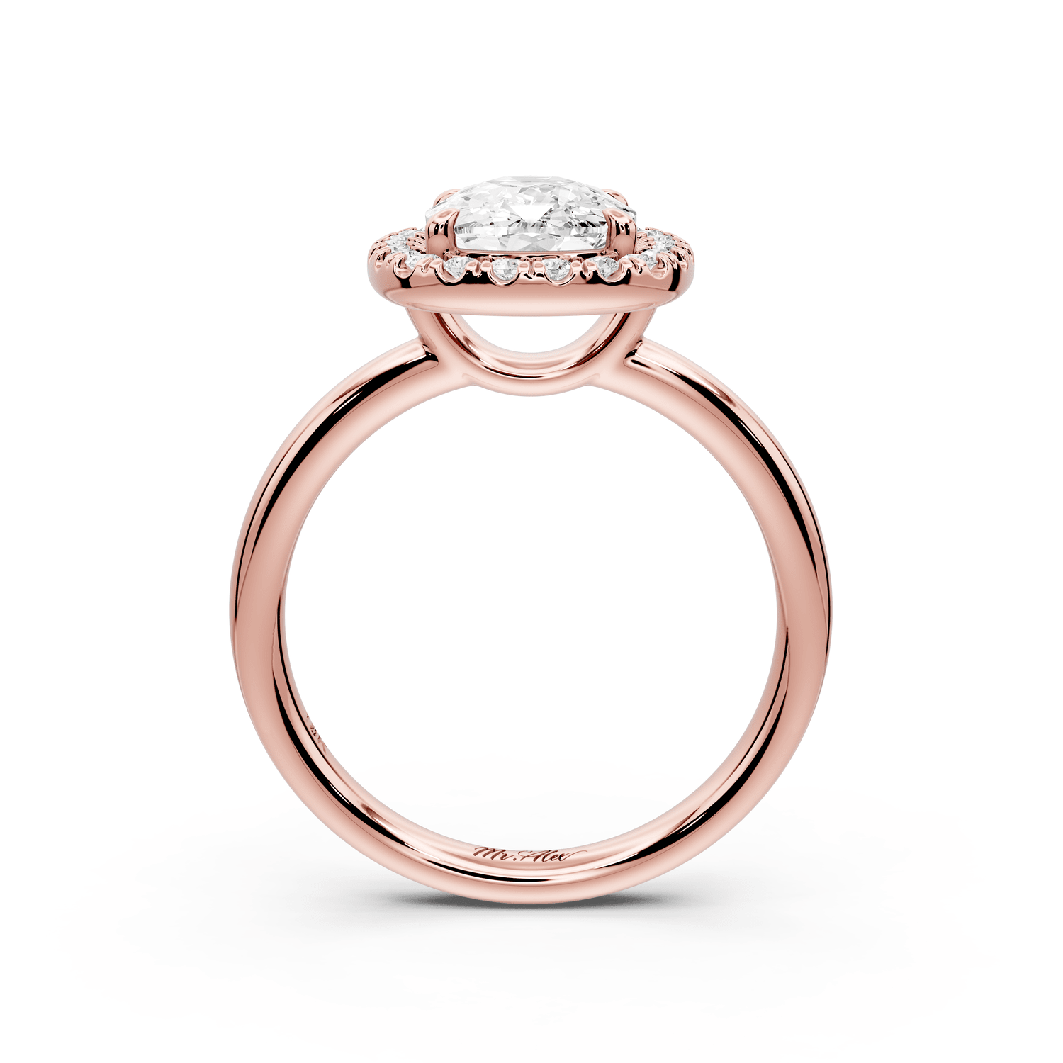 Eliana - 2ct 18k rose gold ecushion diamond with halo engagement ring - Mr. Alex Jewelry