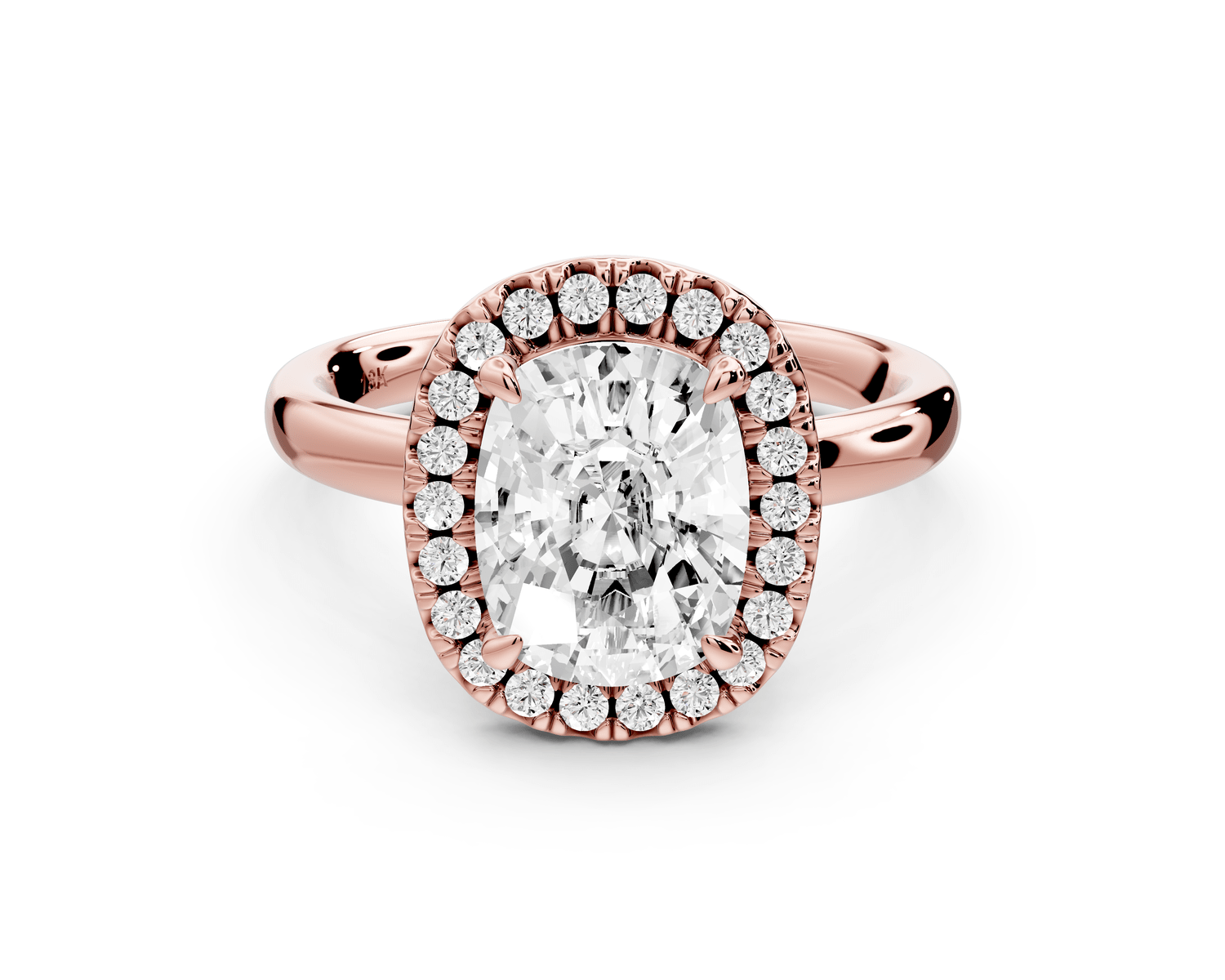 Eliana - 2ct 18k rose gold ecushion diamond with halo engagement ring - Mr. Alex Jewelry