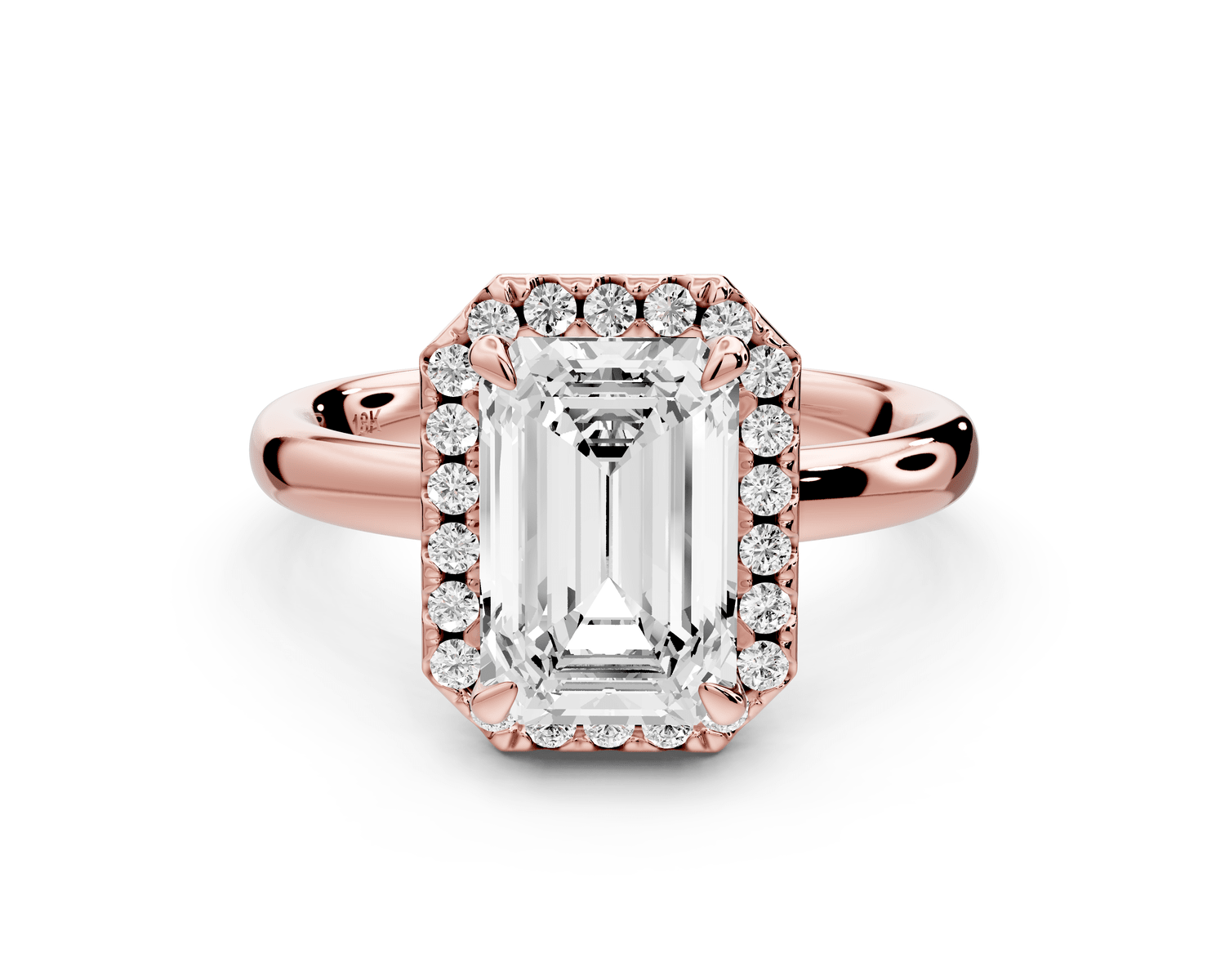 Eliana - 2ct 18k rose gold emerald diamond with halo engagmennt ring - Mr. Alex Jewelry