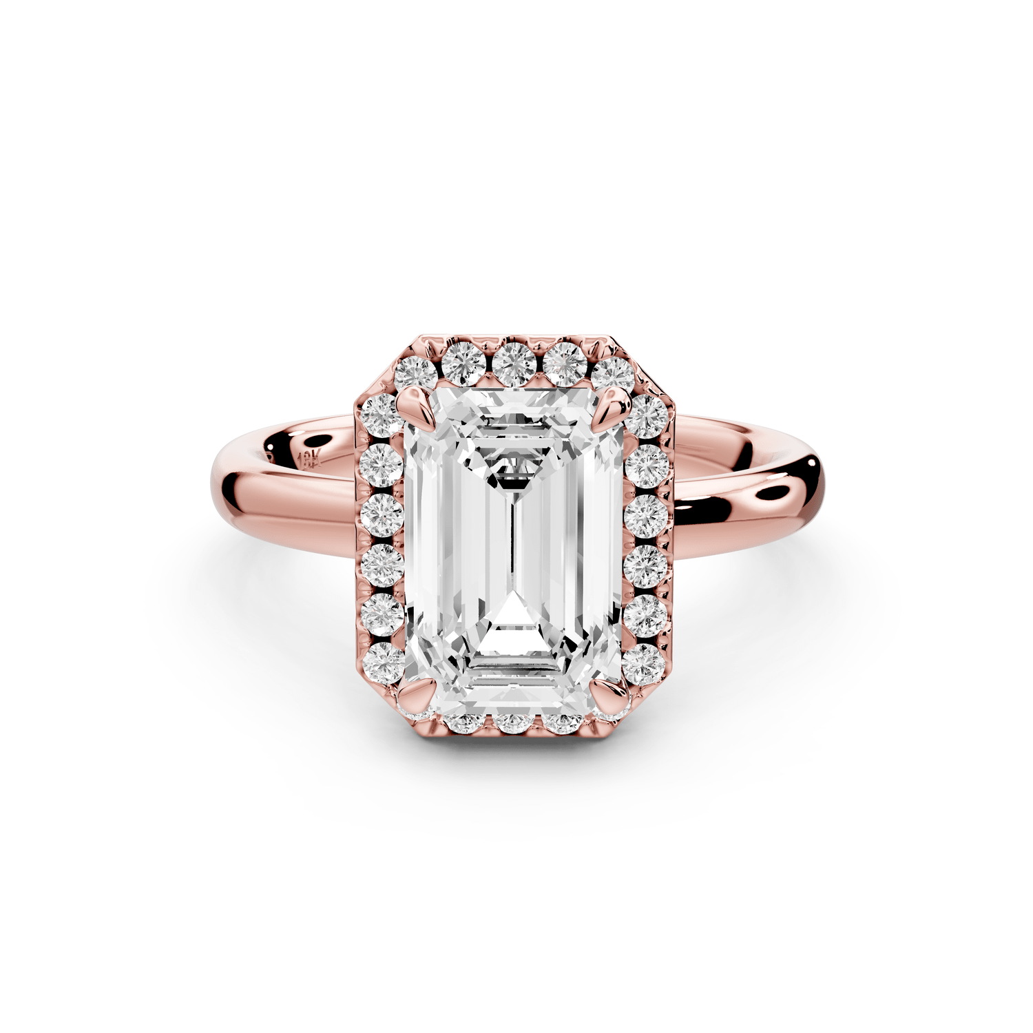 Eliana - 2ct 18k rose gold emerald diamond with halo engagmennt ring - Mr. Alex Jewelry