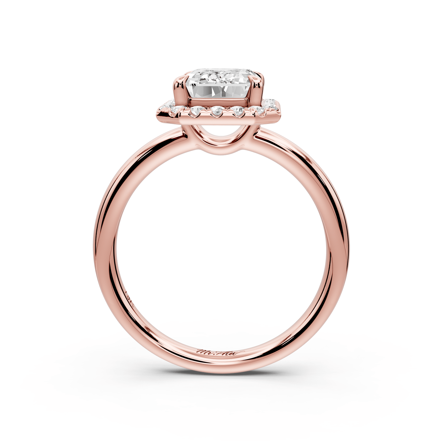 Eliana - 2ct 18k rose gold emerald diamond with halo engagmennt ring - Mr. Alex Jewelry