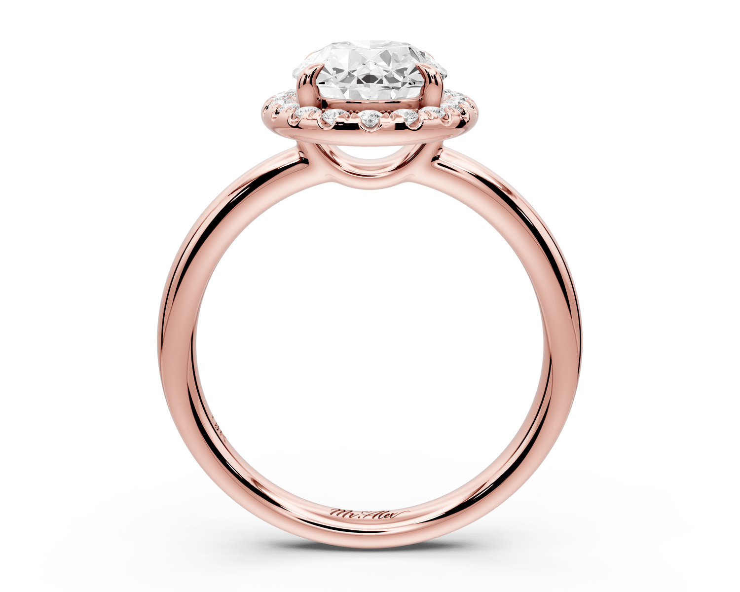 Eliana - 2ct 18k rose gold oval diamond with halo engagmennt ring - Mr. Alex Jewelry