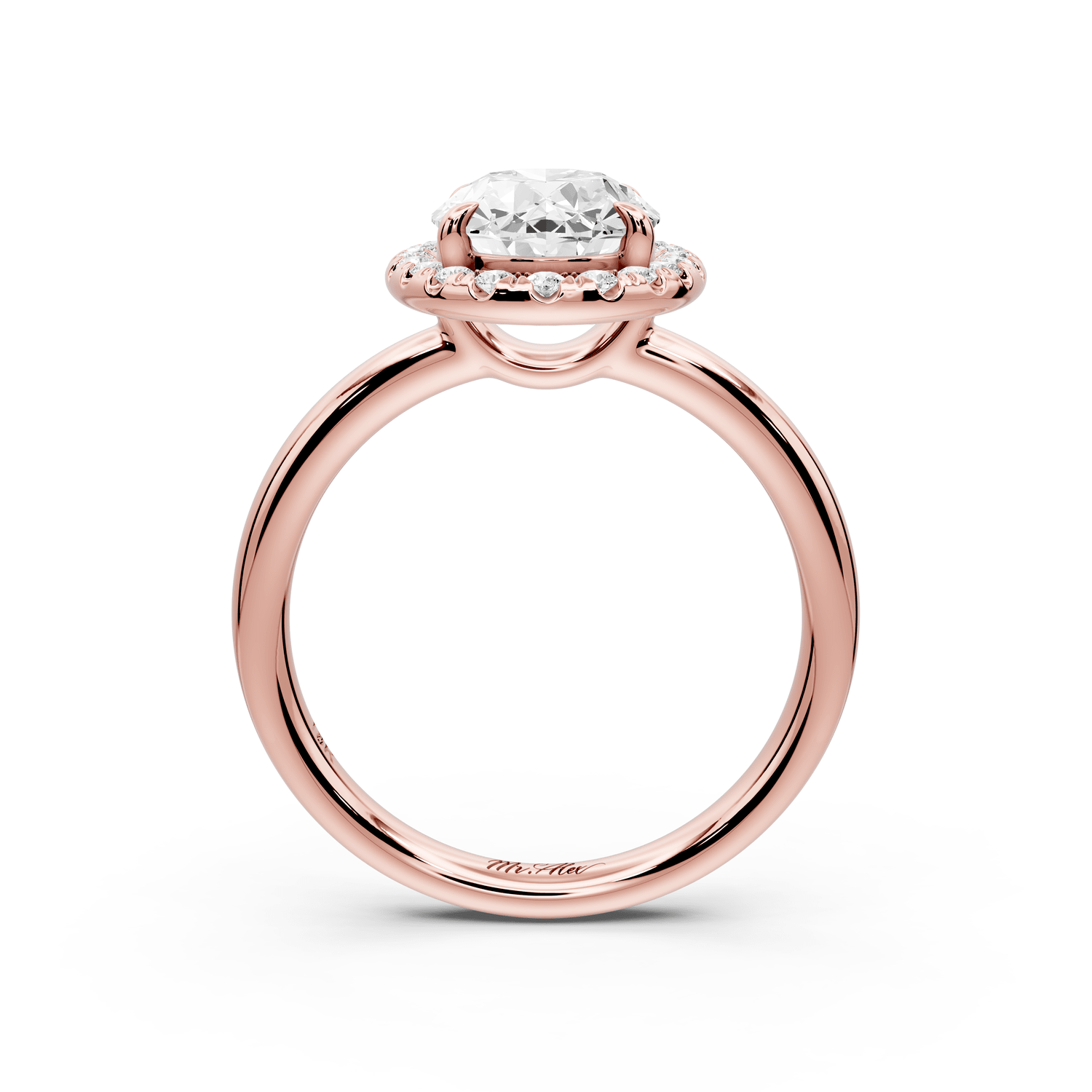 Eliana - 2ct 18k rose gold oval diamond with halo engagmennt ring - Mr. Alex Jewelry