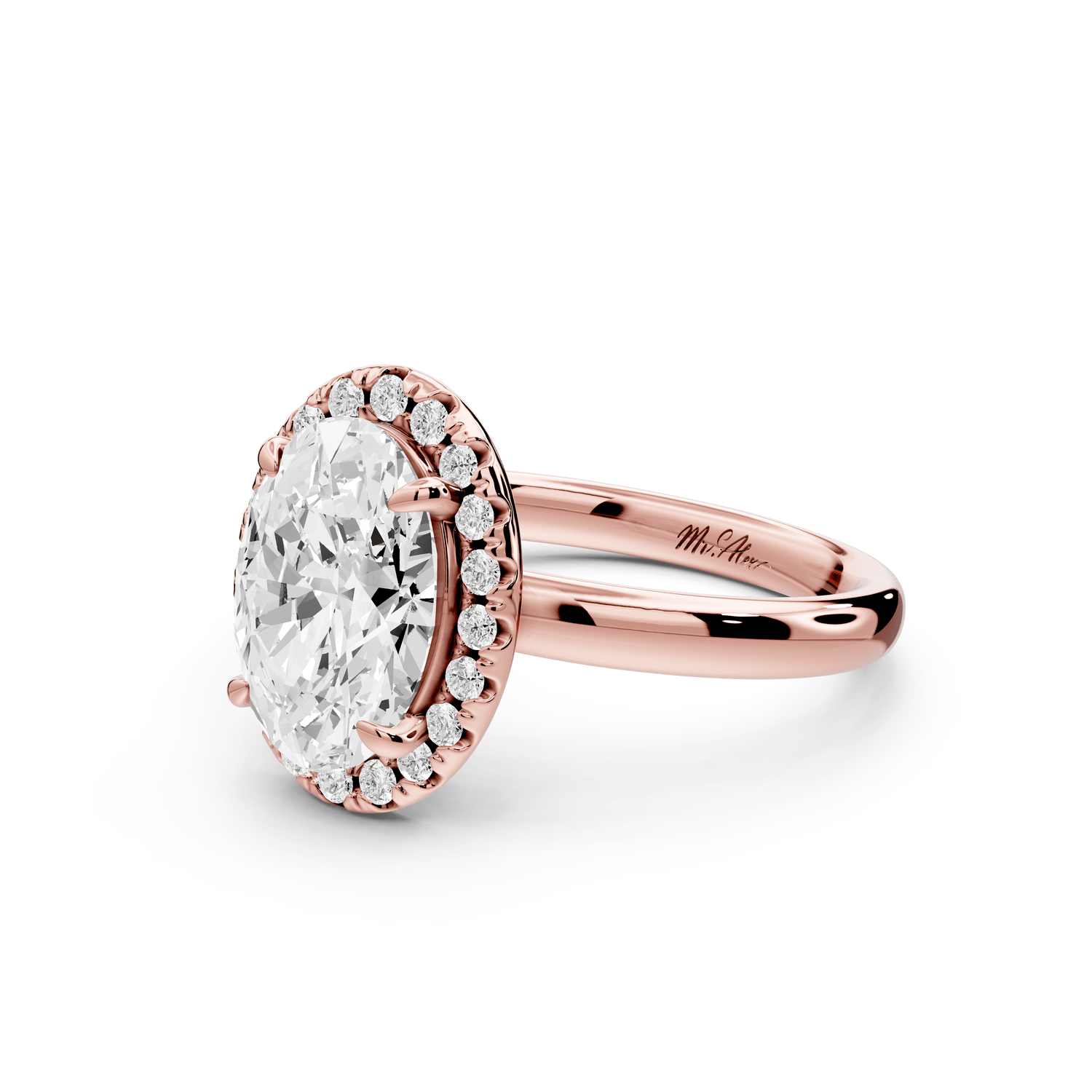 Eliana - 2ct 18k rose gold oval diamond with halo engagmennt ring - Mr. Alex Jewelry