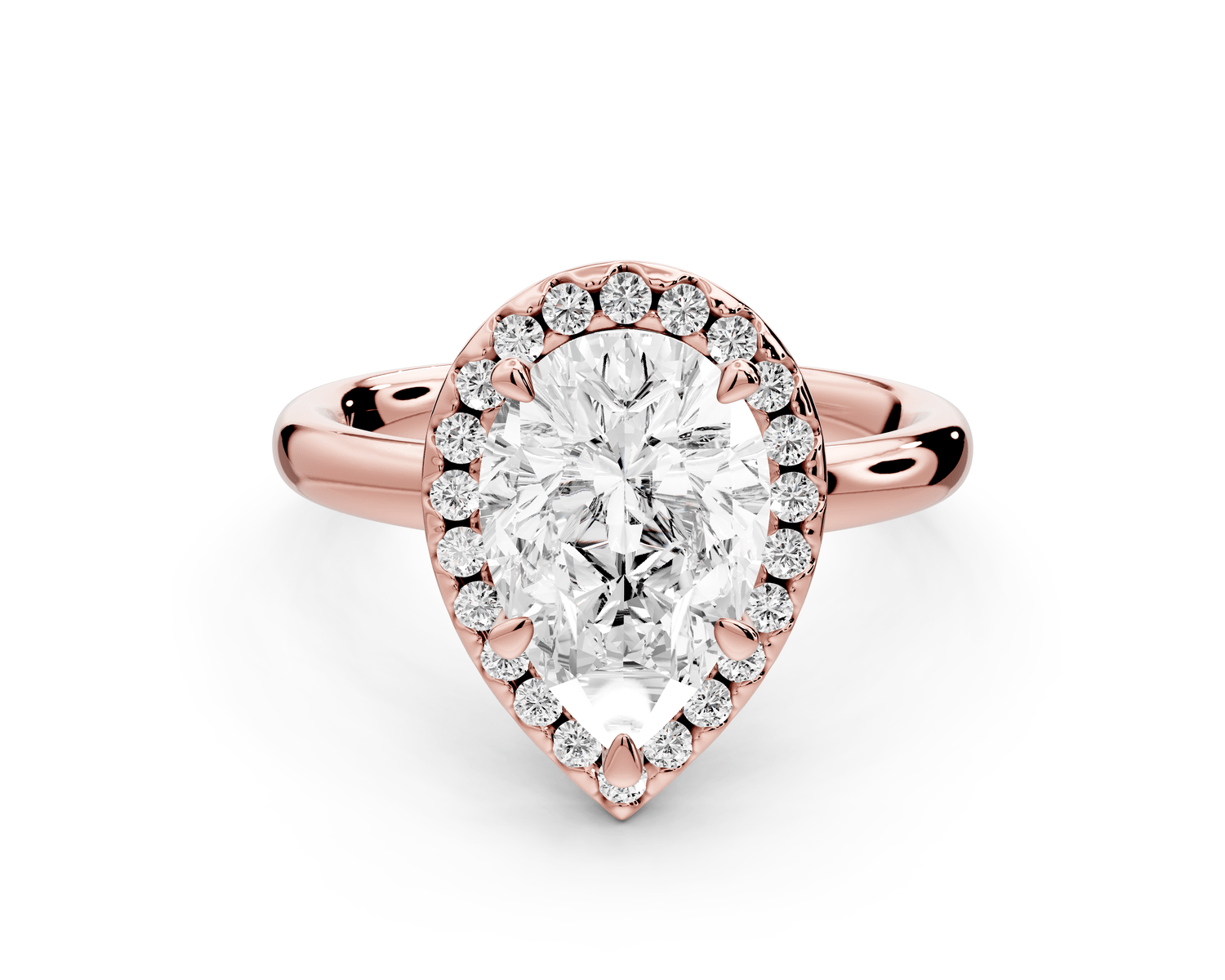 Eliana - 2ct 18k rose gold pear diamond with halo engagmennt ring - Mr. Alex Jewelry