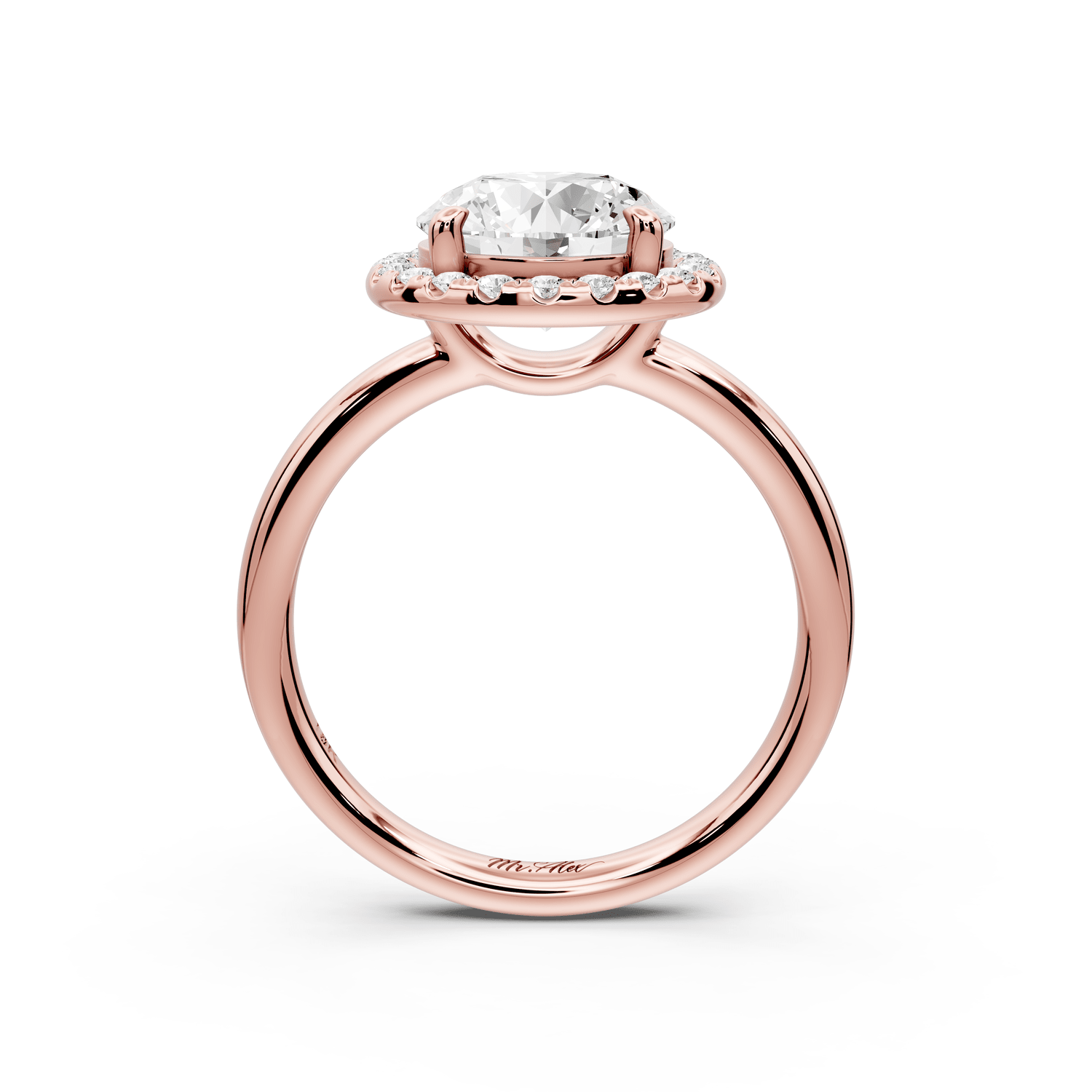 Eliana - 2ct 18k rose gold round diamond with halo engagmennt ring - Mr. Alex Jewelry