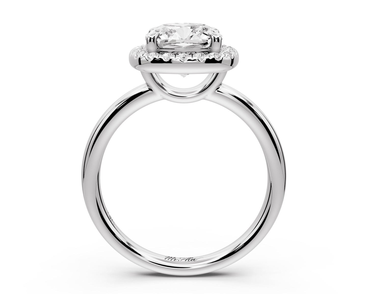 Eliana - 2ct 18k white gold cushion diamond with halo engagement ring - Mr. Alex Jewelry