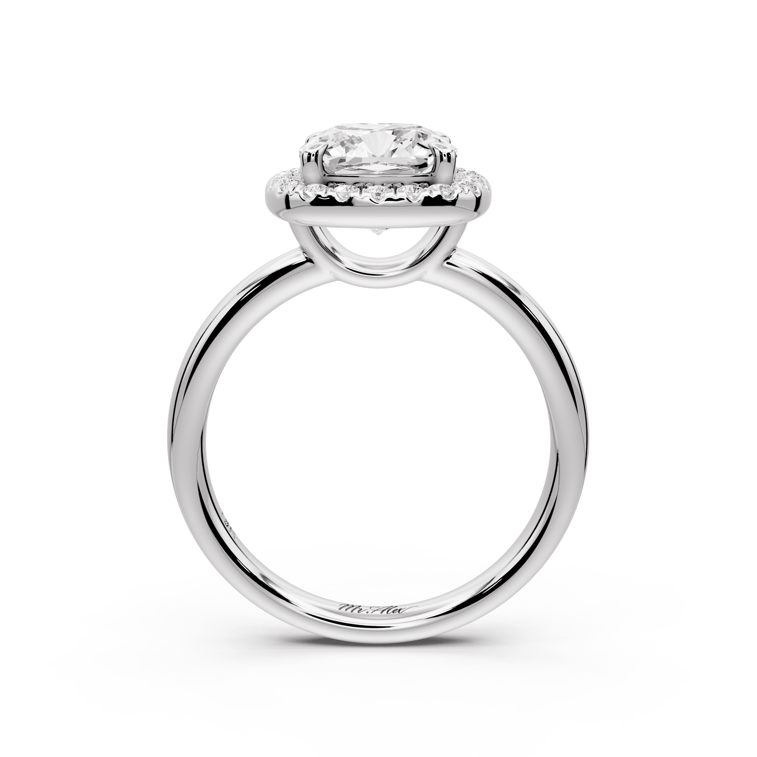 Eliana - 2ct 18k white gold cushion diamond with halo engagement ring - Mr. Alex Jewelry