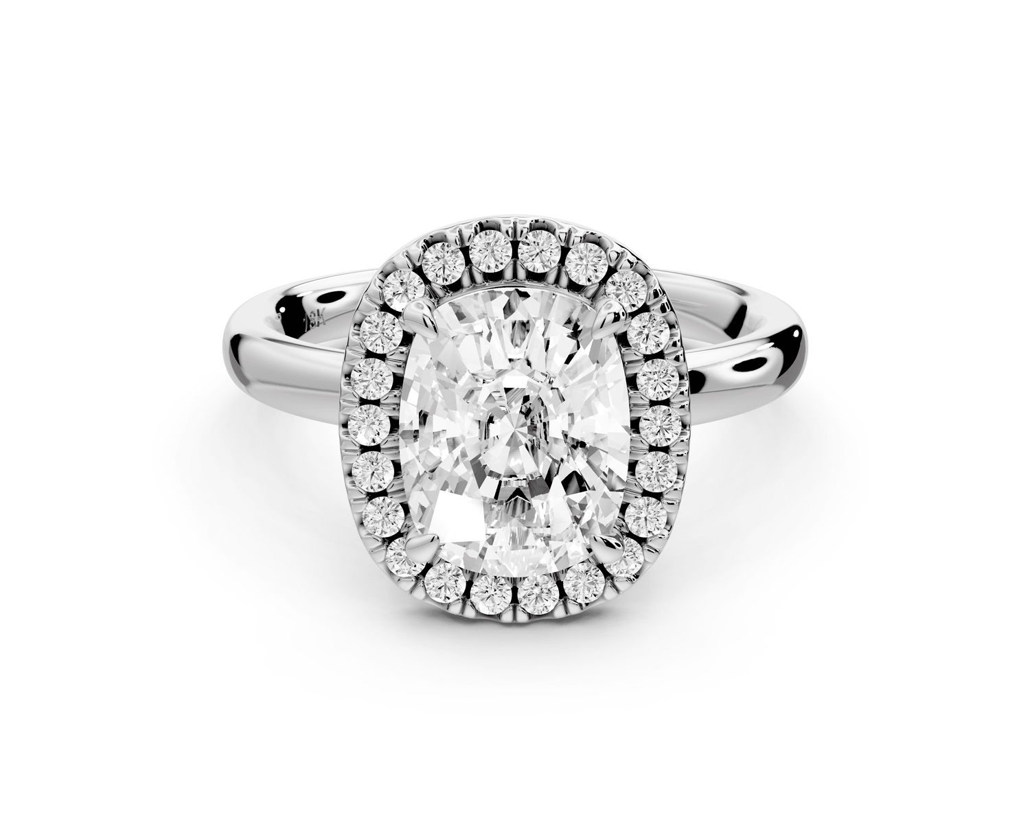 Eliana - 2ct 18k white gold ecushion diamond with halo engagement ring - Mr. Alex Jewelry