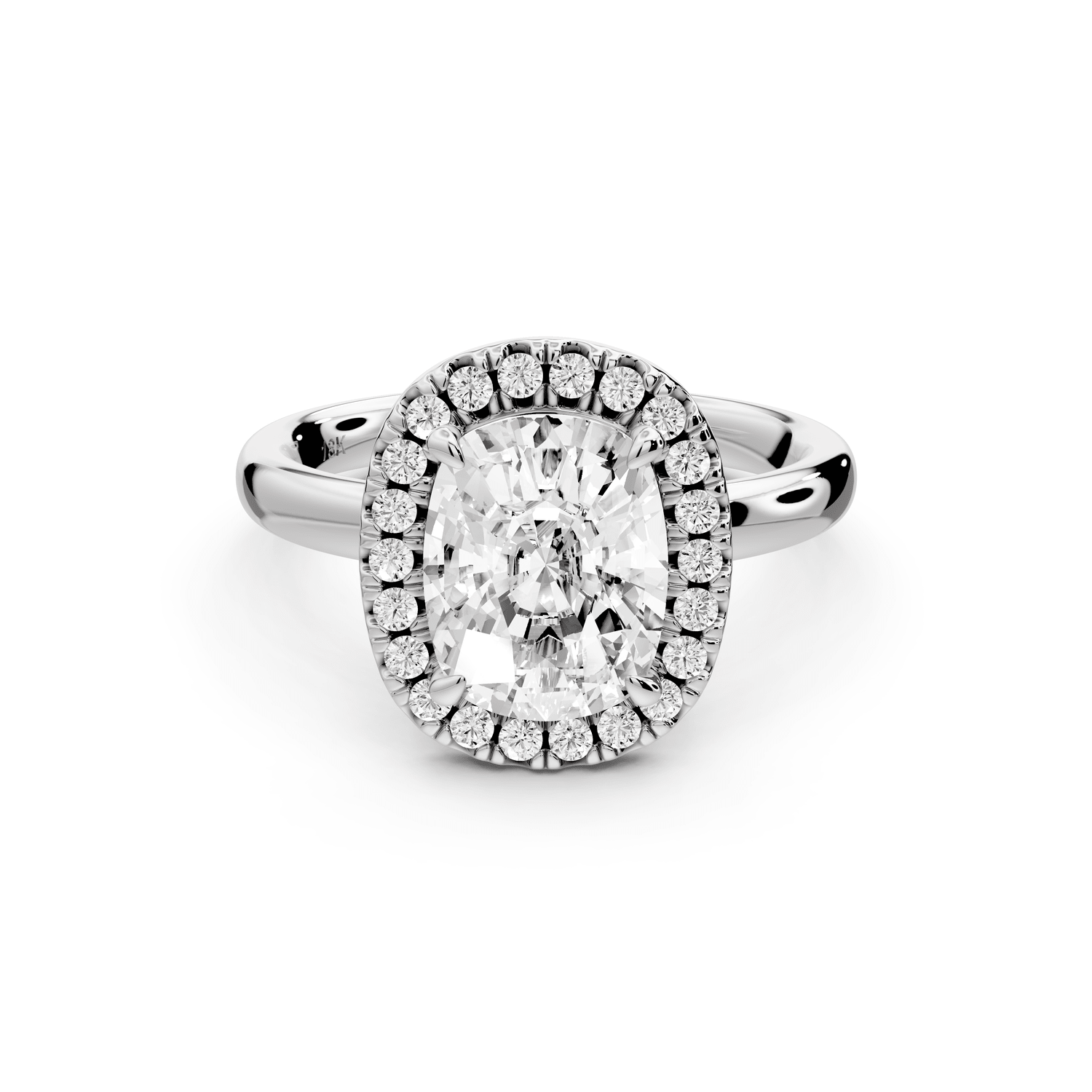 Eliana - 2ct 18k white gold ecushion diamond with halo engagement ring - Mr. Alex Jewelry