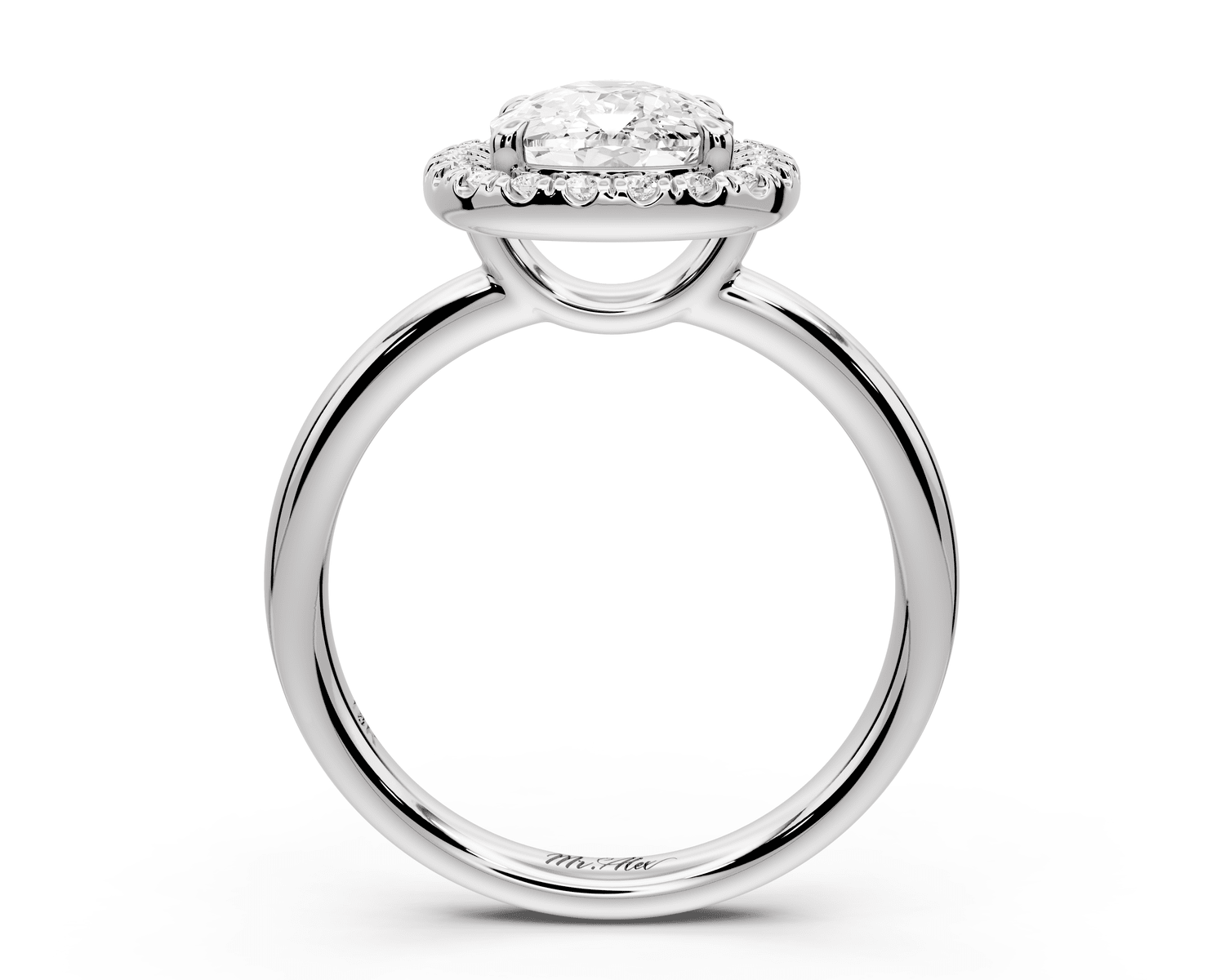 Eliana - 2ct 18k white gold ecushion diamond with halo engagement ring - Mr. Alex Jewelry