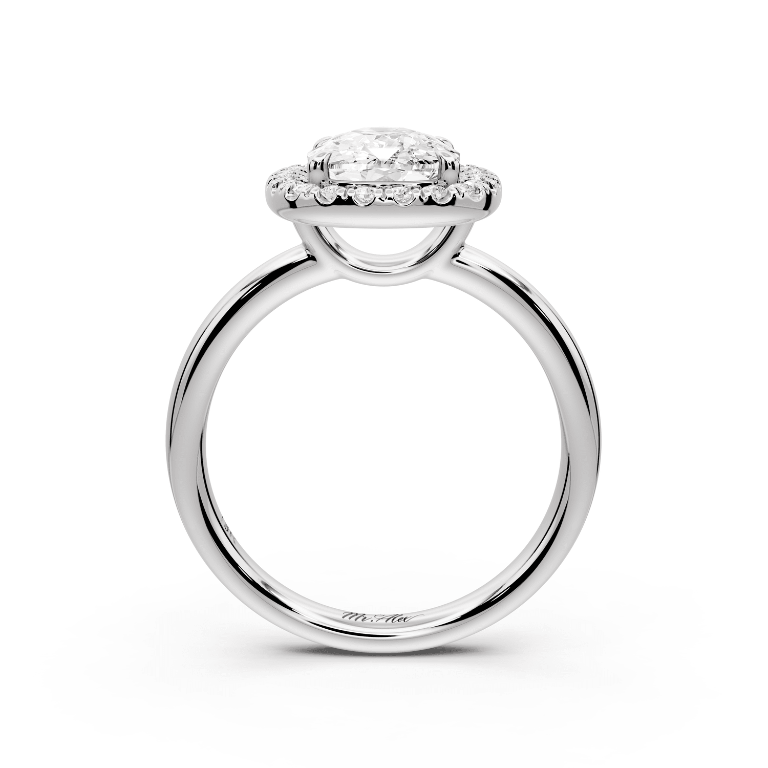 Eliana - 2ct 18k white gold ecushion diamond with halo engagement ring - Mr. Alex Jewelry