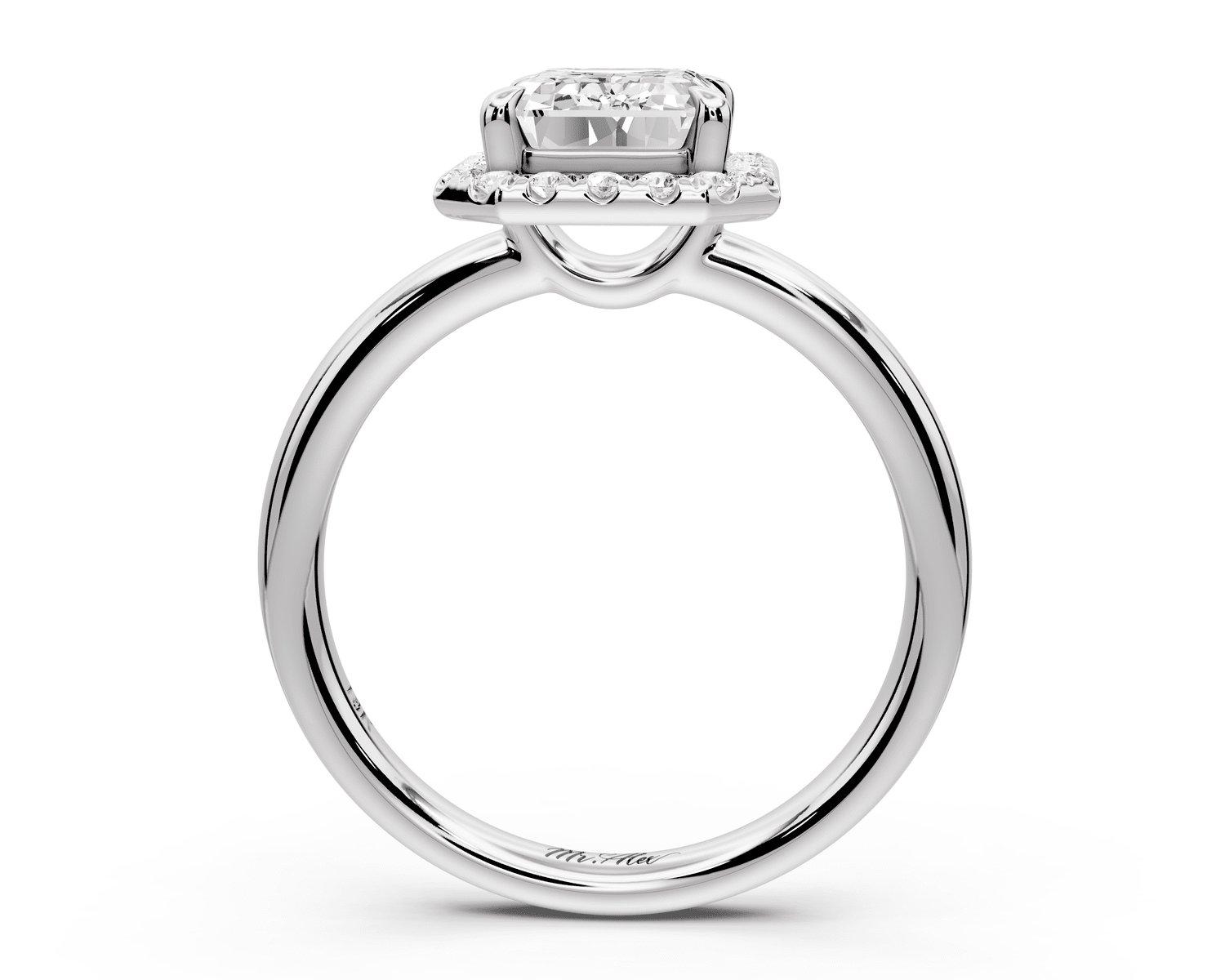 Eliana - 2ct 18k white gold emerald diamond with halo engagmennt ring - Mr. Alex Jewelry