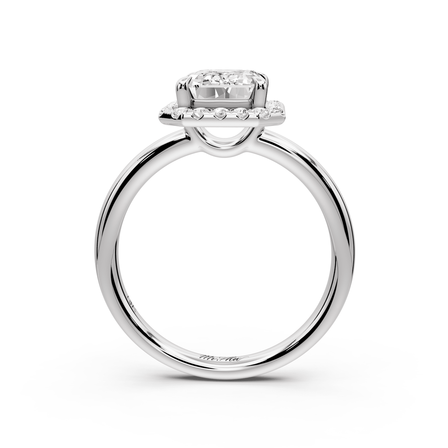 Eliana - 2ct 18k white gold emerald diamond with halo engagmennt ring - Mr. Alex Jewelry
