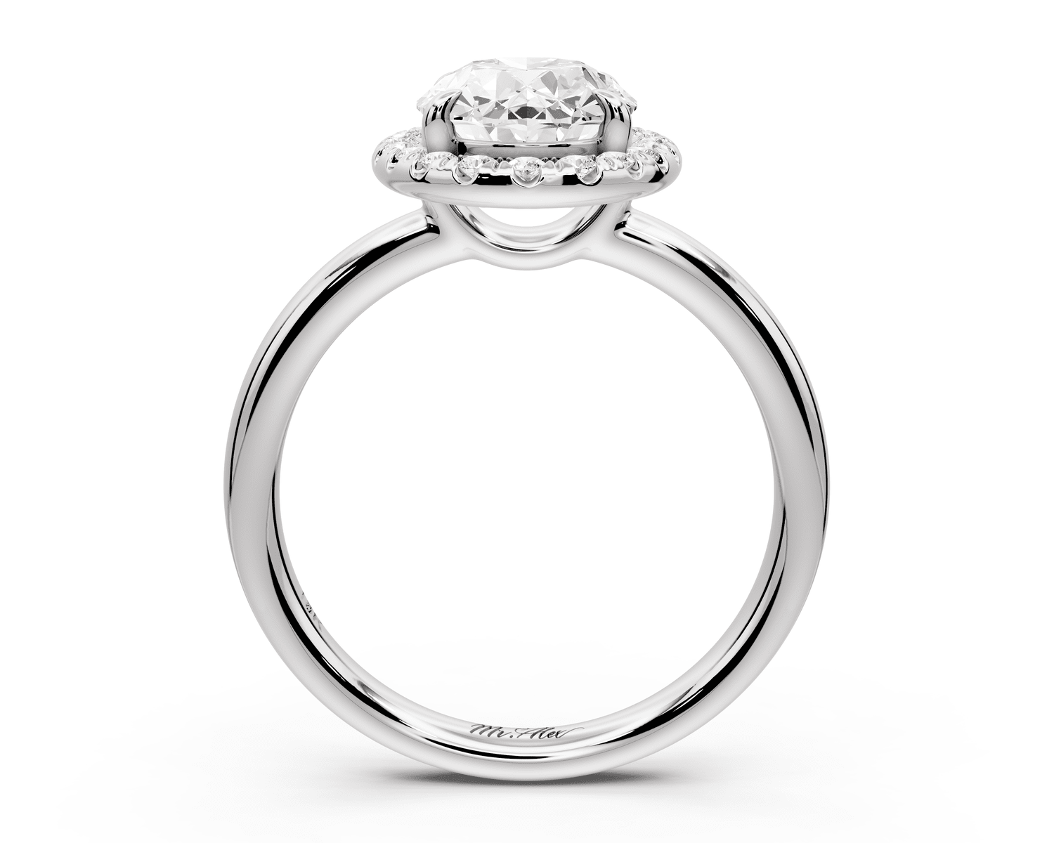 Eliana - 2ct 18k white gold oval diamond with halo engagmennt ring - Mr. Alex Jewelry
