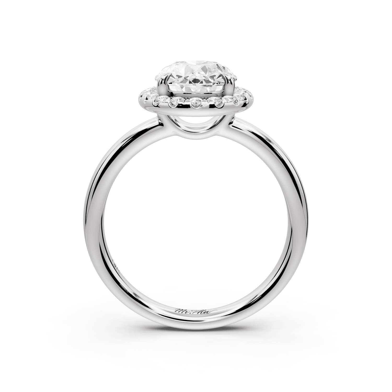 Eliana - 2ct 18k white gold oval diamond with halo engagmennt ring - Mr. Alex Jewelry