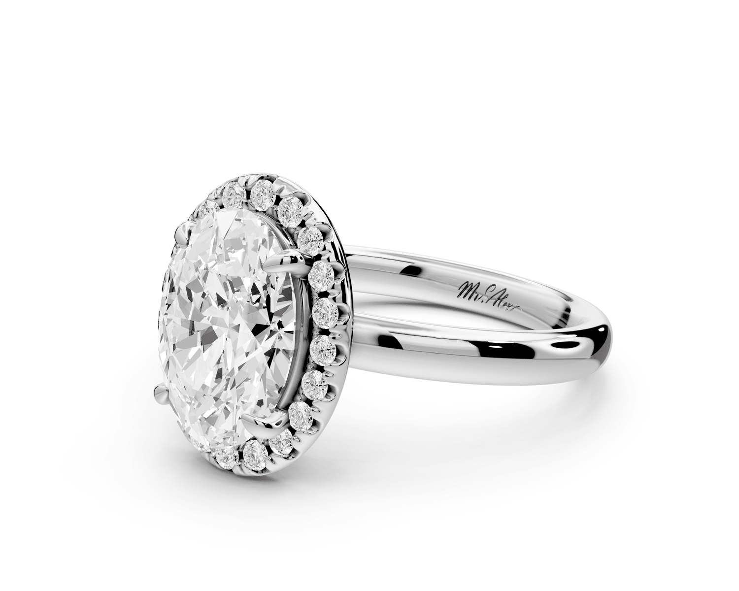 Eliana - 2ct 18k white gold oval diamond with halo engagmennt ring - Mr. Alex Jewelry