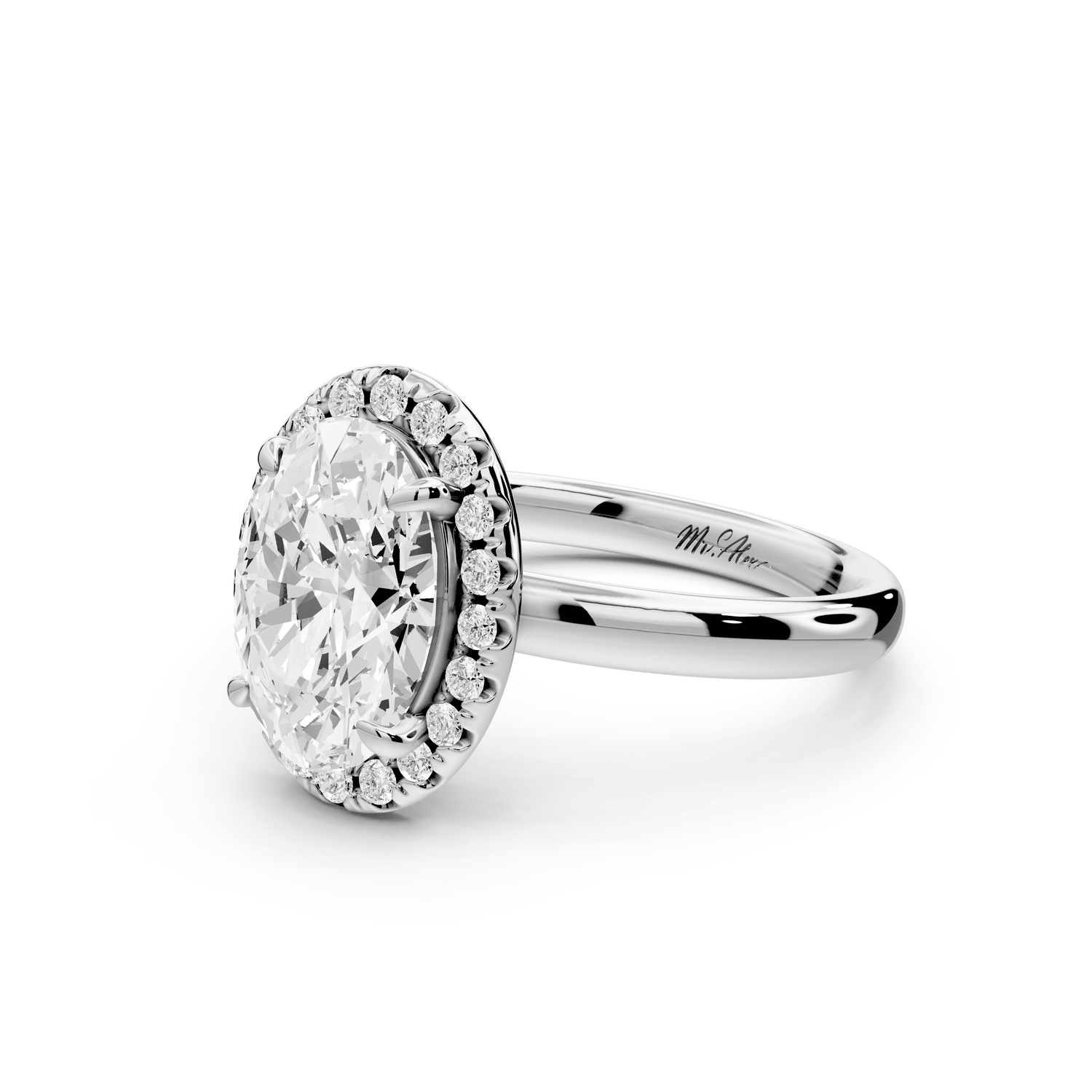 Eliana - 2ct 18k white gold oval diamond with halo engagmennt ring - Mr. Alex Jewelry
