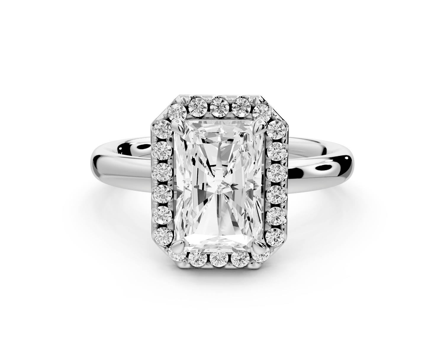 Eliana - 2ct 18k white gold radiant diamond with halo engagement ring - Mr. Alex Jewelry