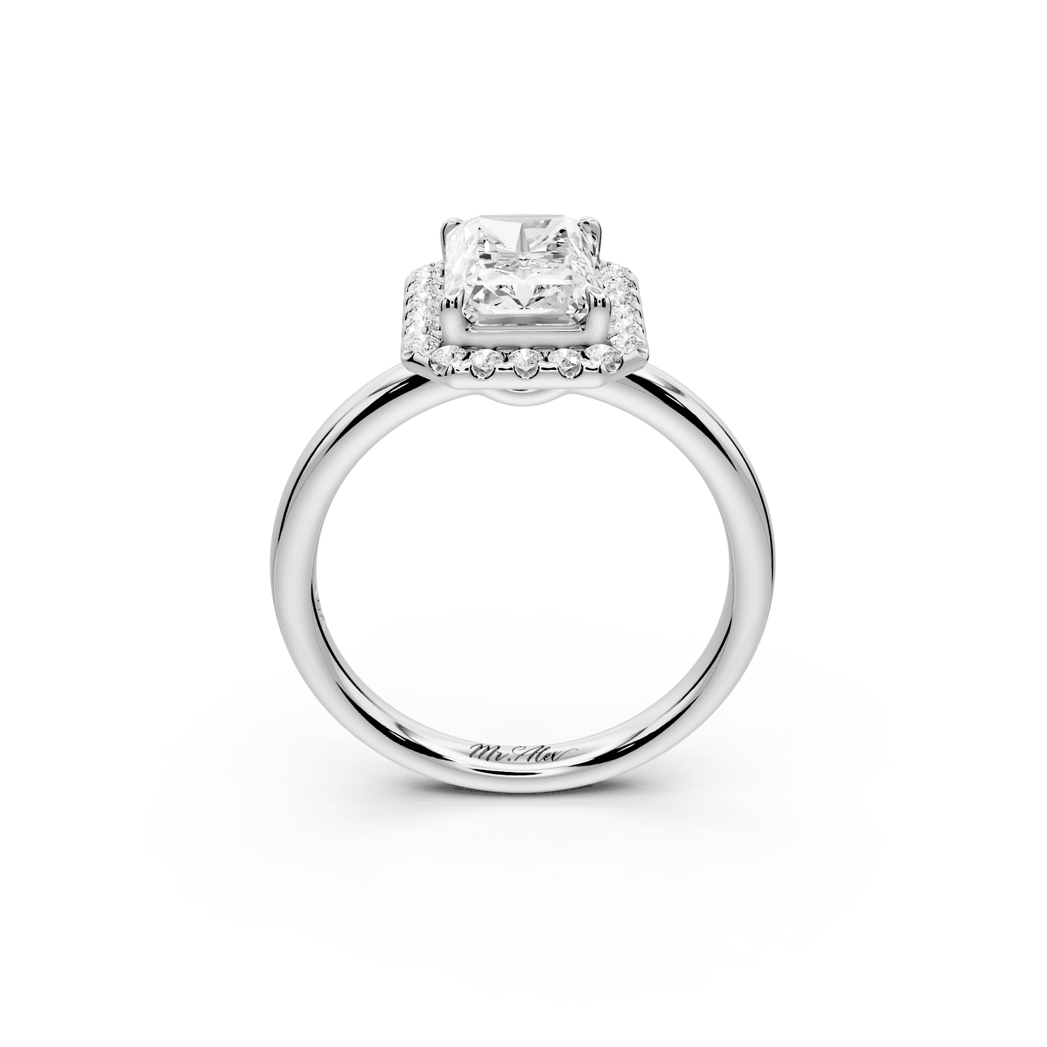 Eliana - 2ct 18k white gold radiant diamond with halo engagement ring - Mr. Alex Jewelry