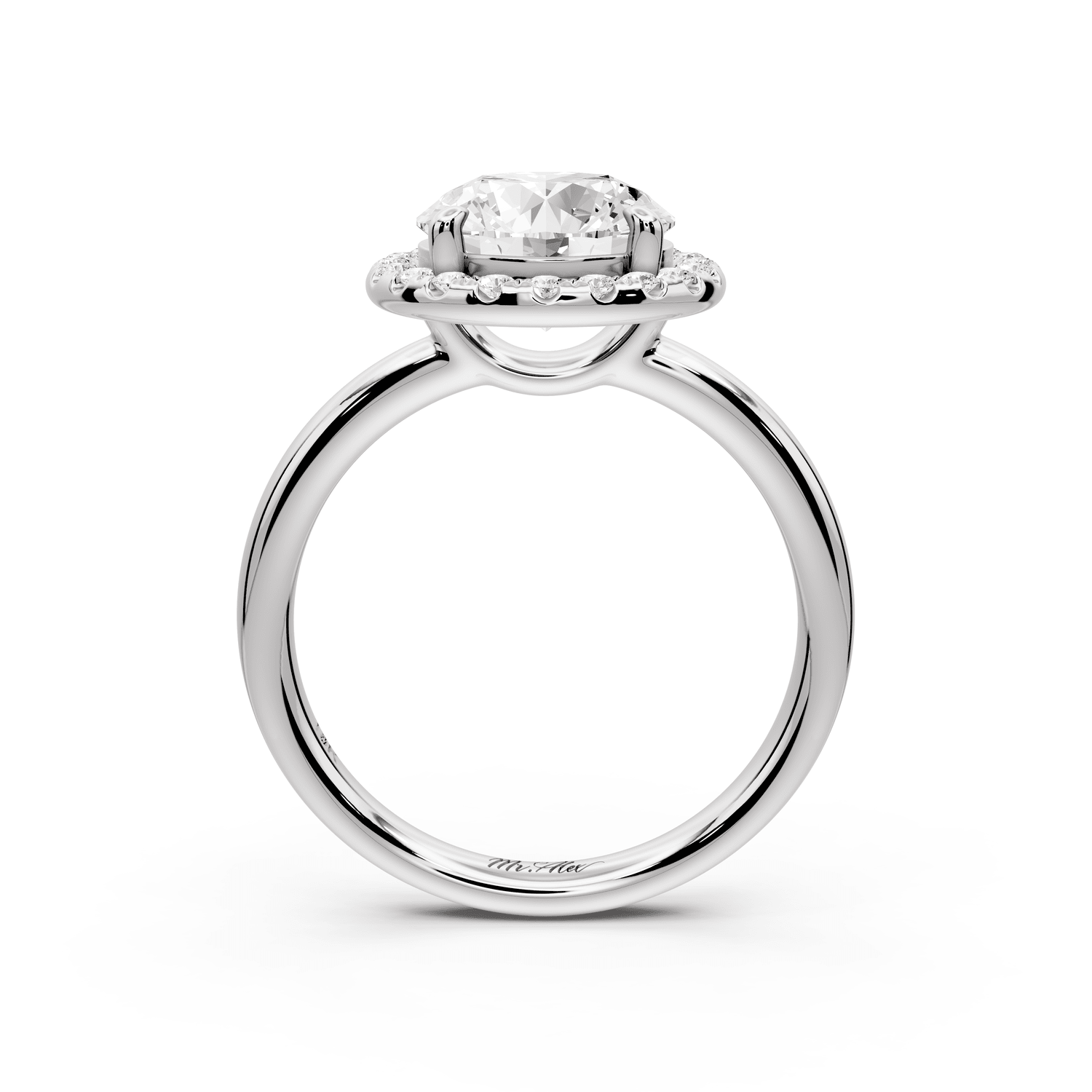 Eliana - 2ct 18k white gold round diamond with halo engagmennt ring - Mr. Alex Jewelry