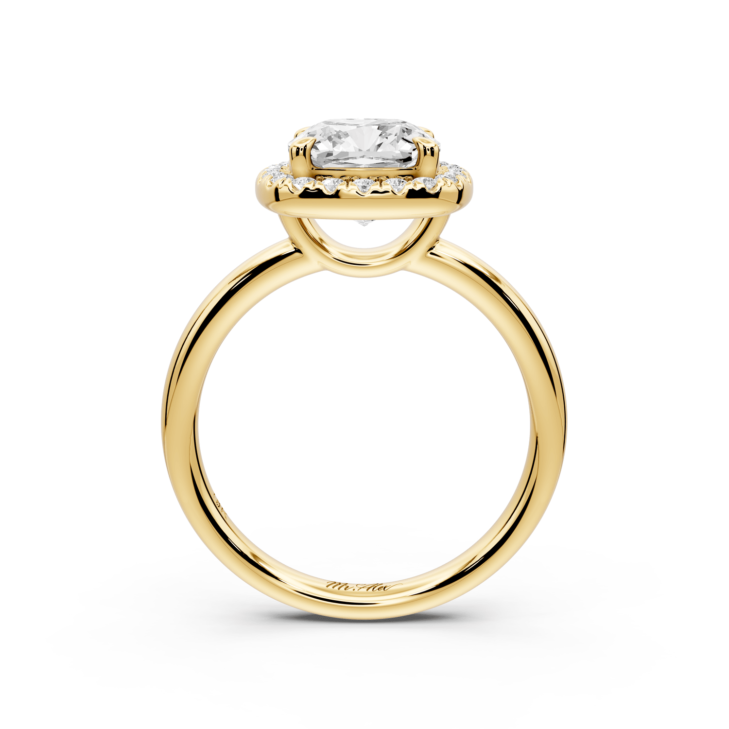Eliana - 2ct 18k yellow gold cushion diamond with halo engagement ring - Mr. Alex Jewelry