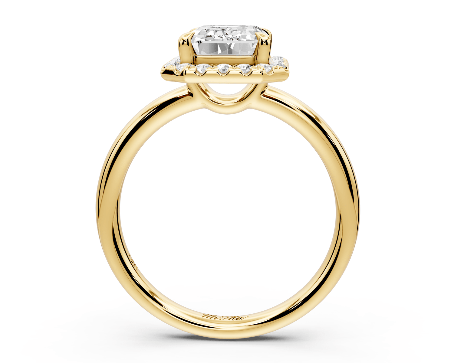 Eliana - 2ct 18k yellow gold emerald diamond with halo engagmennt ring - Mr. Alex Jewelry