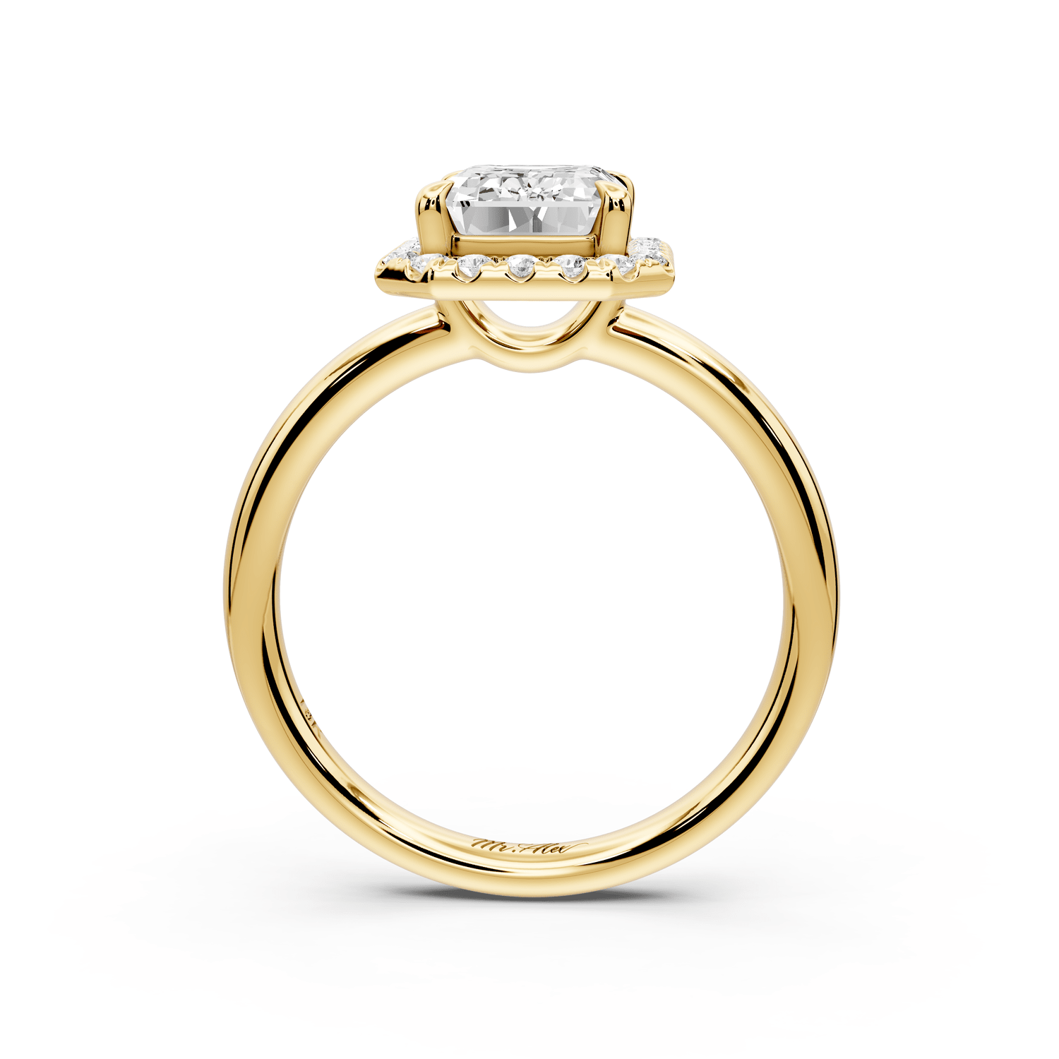 Eliana - 2ct 18k yellow gold emerald diamond with halo engagmennt ring - Mr. Alex Jewelry