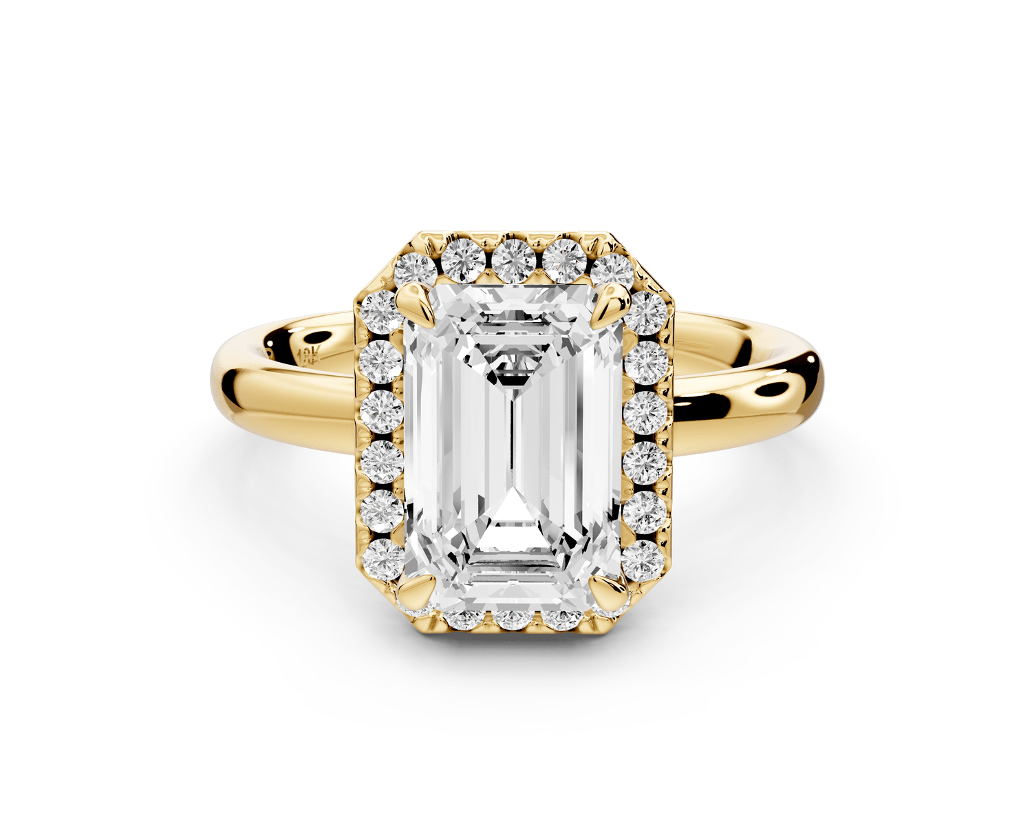 Eliana - 2ct 18k yellow gold emerald diamond with halo engagmennt ring - Mr. Alex Jewelry