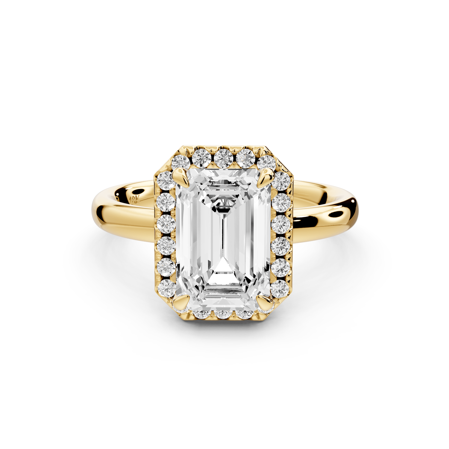 Eliana - 2ct 18k yellow gold emerald diamond with halo engagmennt ring - Mr. Alex Jewelry