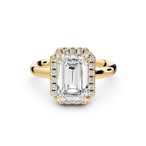 Eliana - 2ct 18k yellow gold emerald diamond with halo engagmennt ring - Mr. Alex Jewelry