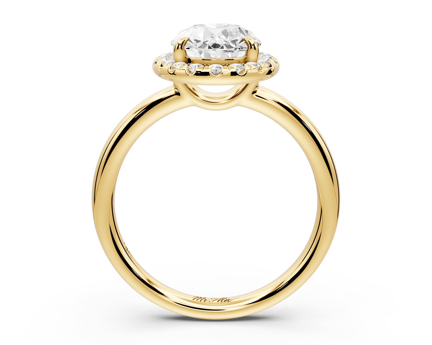Eliana - 2ct 18k yellow gold oval diamond with halo engagmennt ring - Mr. Alex Jewelry
