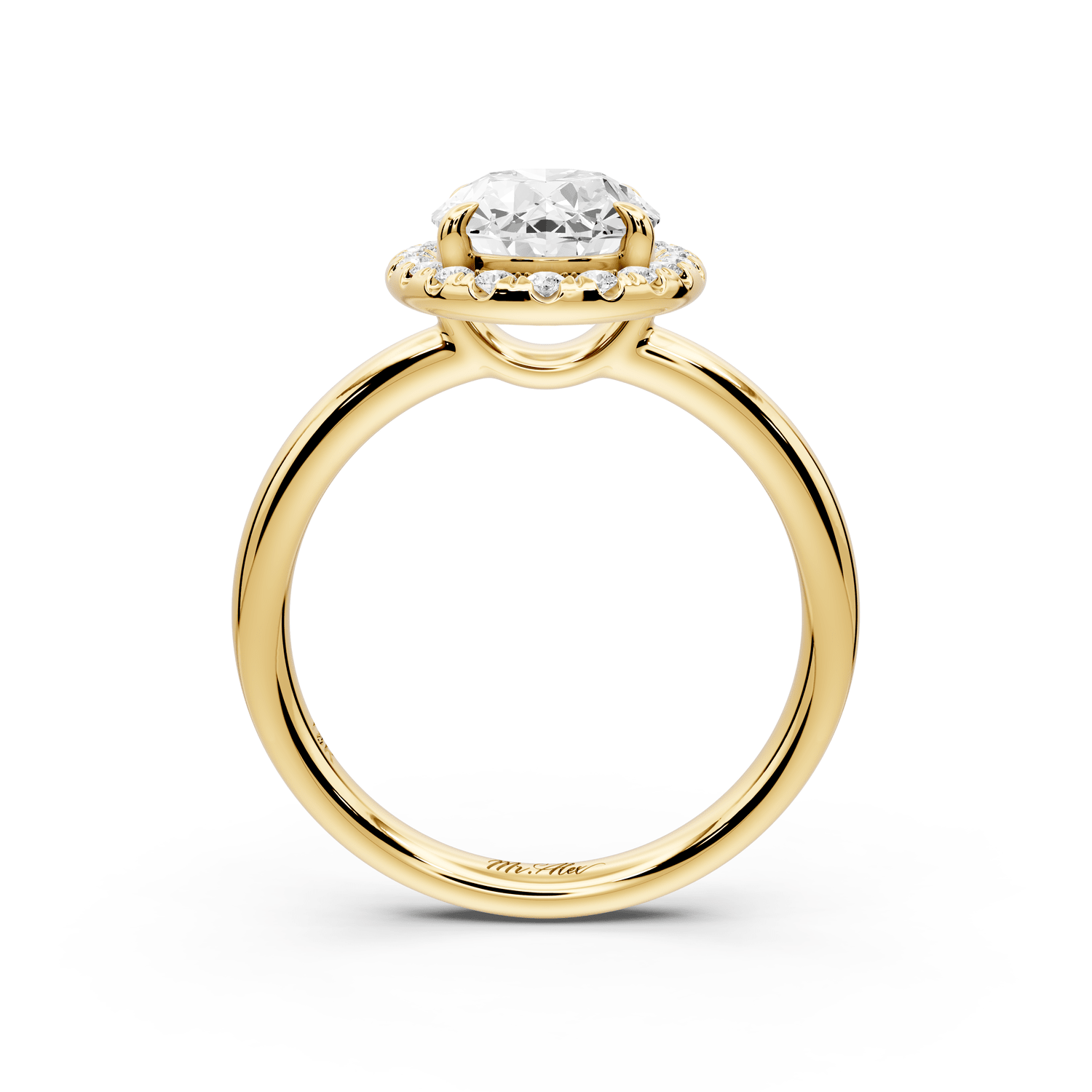 Eliana - 2ct 18k yellow gold oval diamond with halo engagmennt ring - Mr. Alex Jewelry