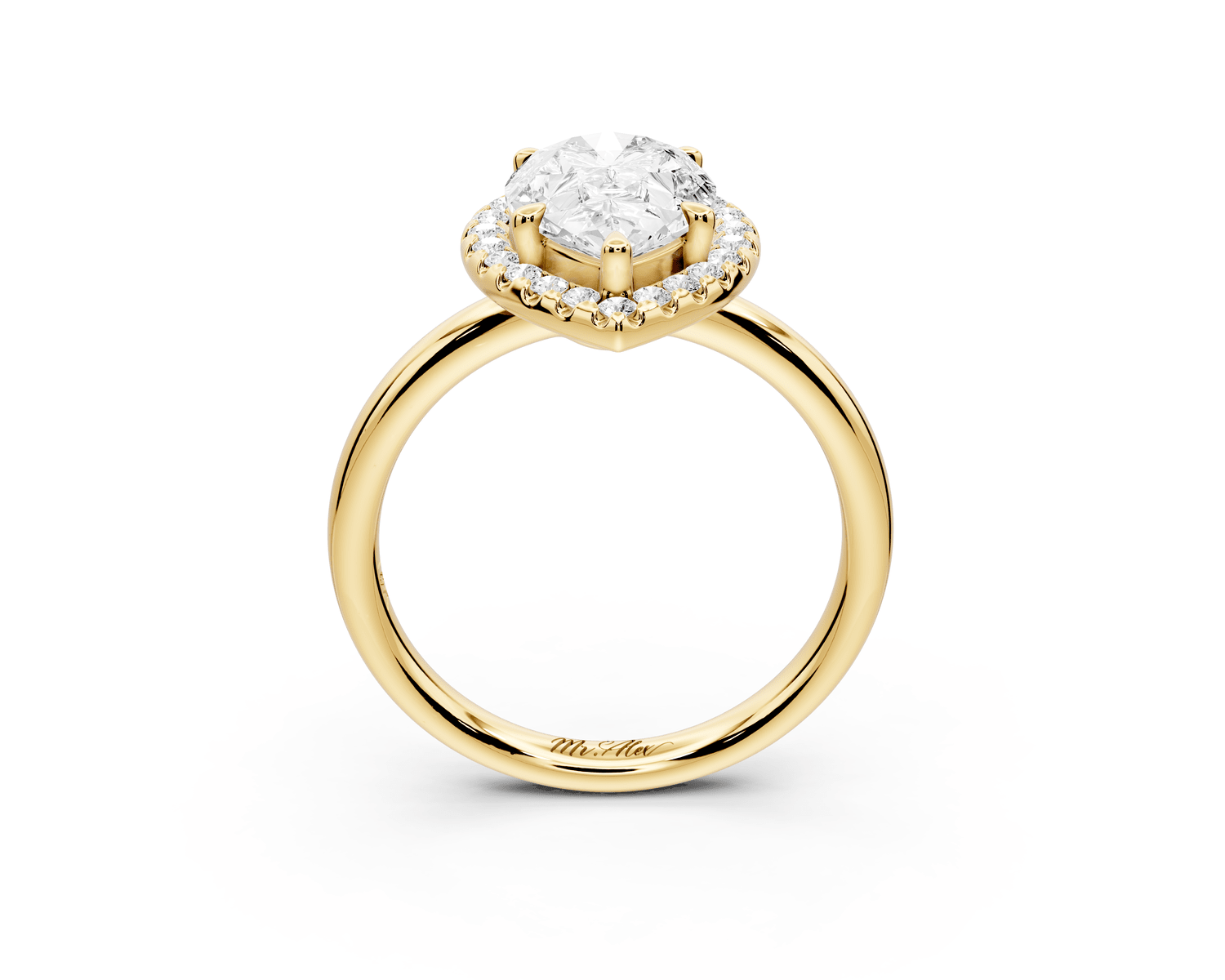 Eliana - 2ct 18k yellow gold pear diamond with halo engagmennt ring - Mr. Alex Jewelry