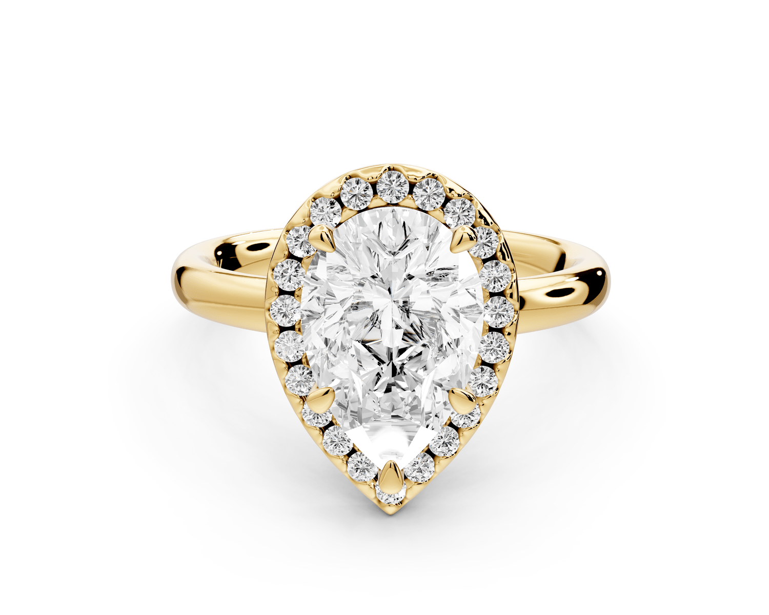 Eliana - 2ct 18k yellow gold pear diamond with halo engagmennt ring - Mr. Alex Jewelry