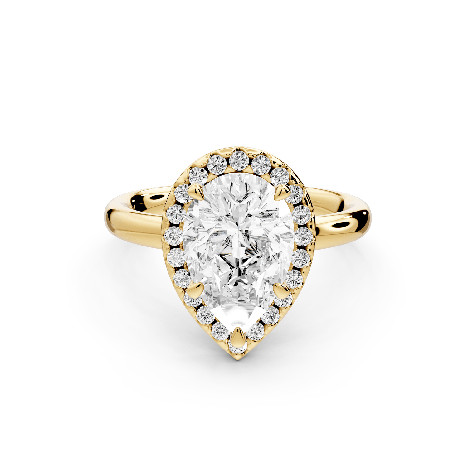 Eliana - 2ct 18k yellow gold pear diamond with halo engagmennt ring - Mr. Alex Jewelry